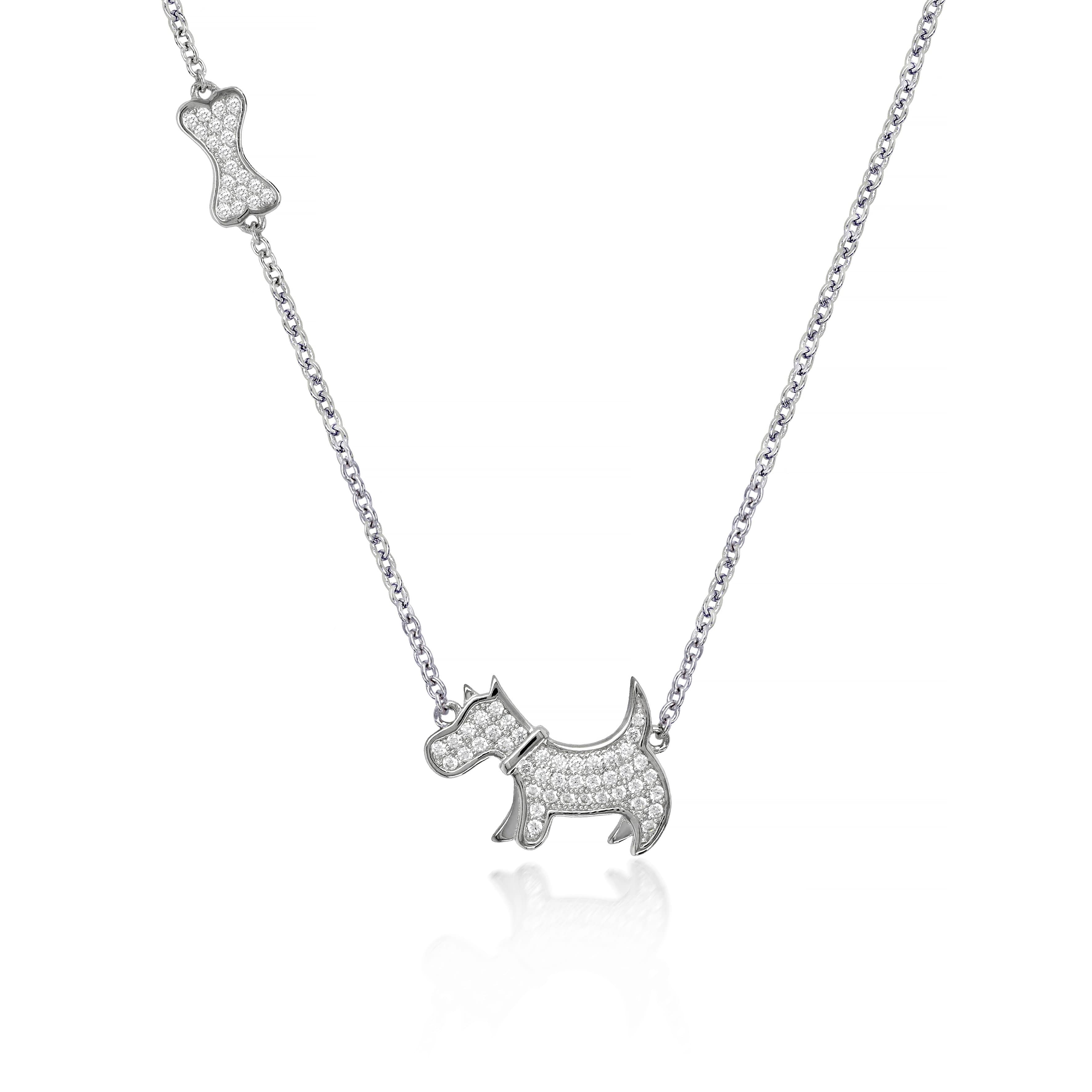 Lynora Jewellery Necklace 18" adj / Sterling Silver / Clear Dog Necklace Sterling Silver