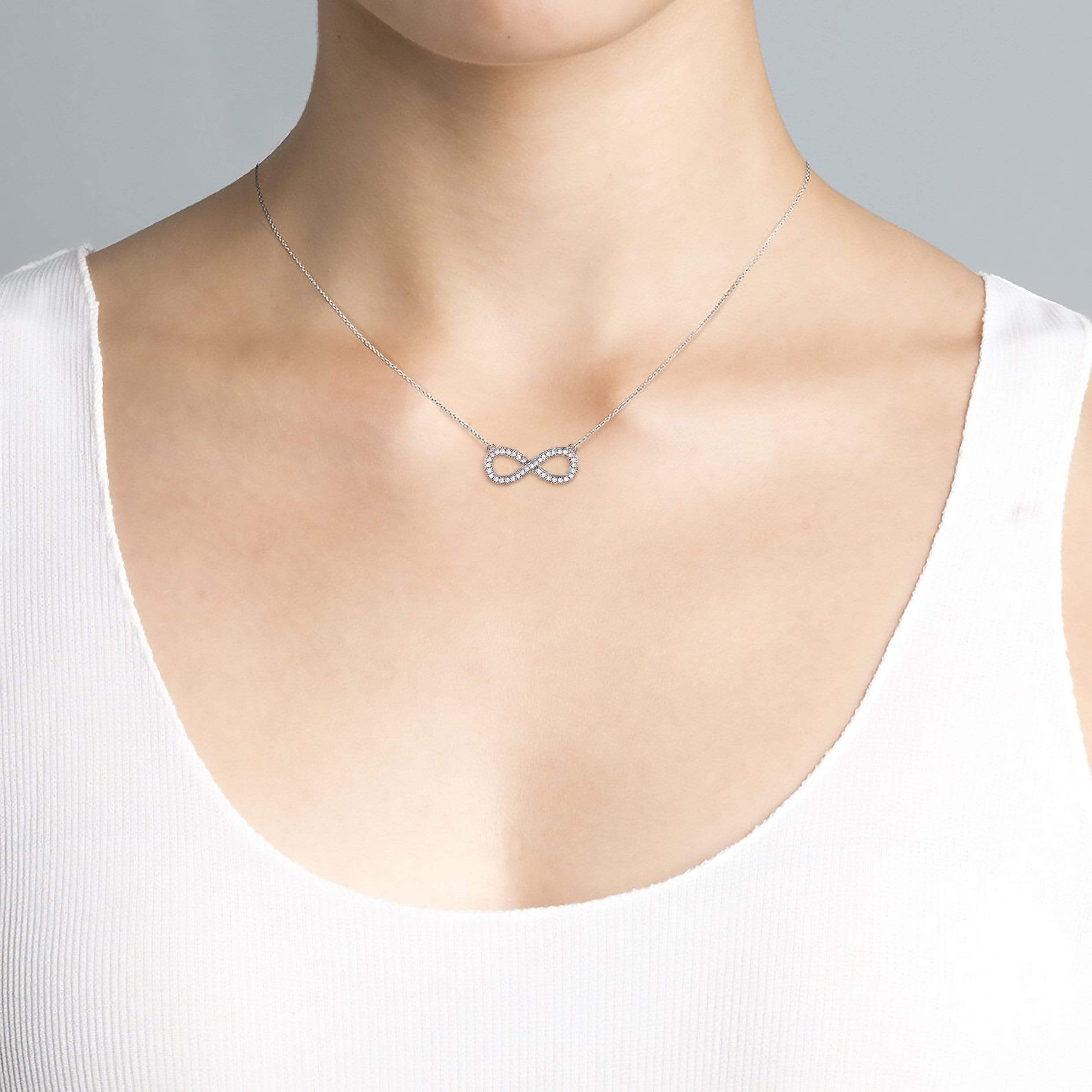 Lynora Jewellery Necklace 18" adj / Sterling Silver / Clear Infinity Necklace Sterling Silver