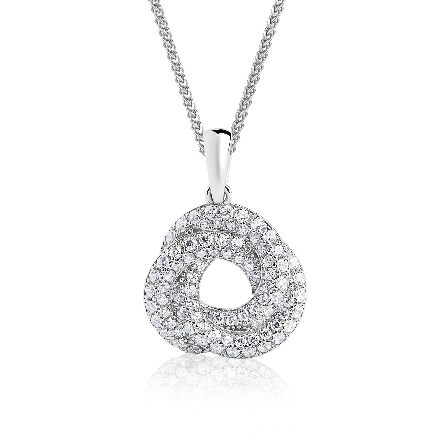Lynora Jewellery Necklace 18" adj / Sterling Silver / Clear Knot Pendant Sterling Silver