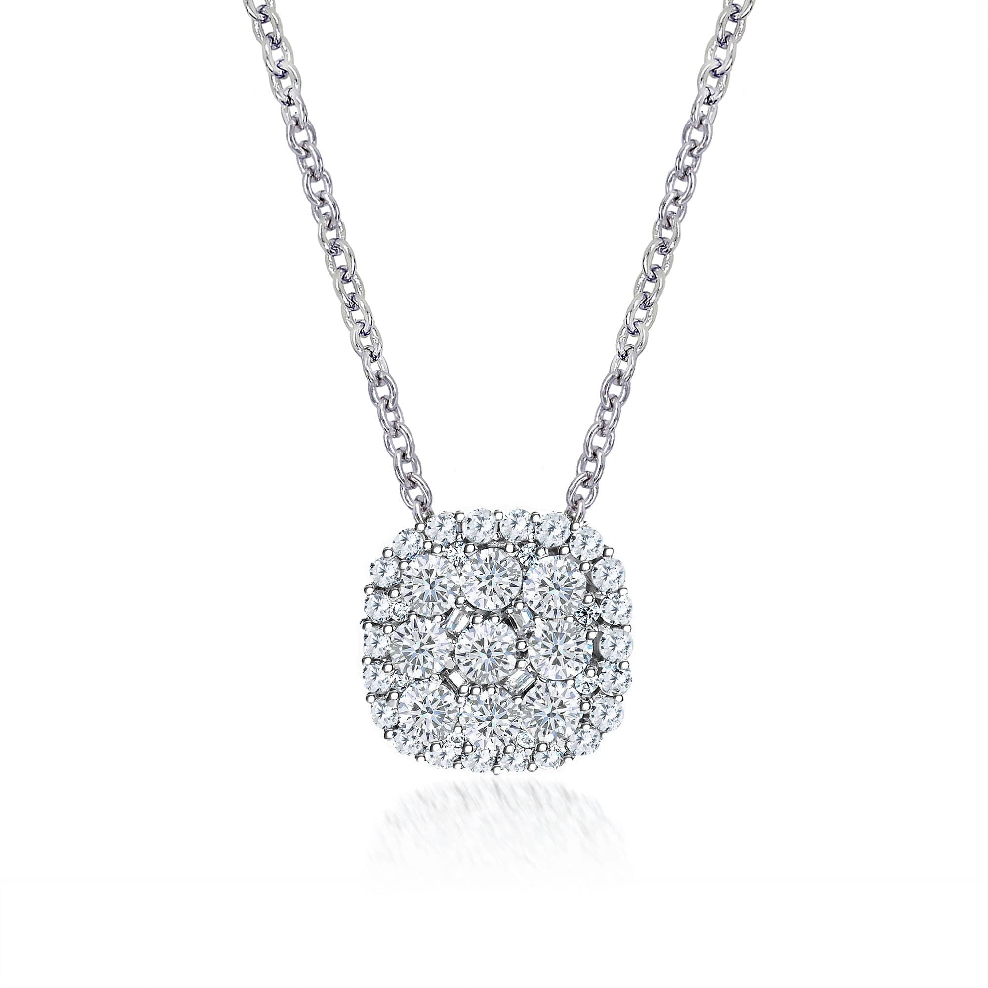 Lynora Jewellery Necklace 18" adj / Sterling Silver / Clear Layered Cushion Necklace Sterling Silver