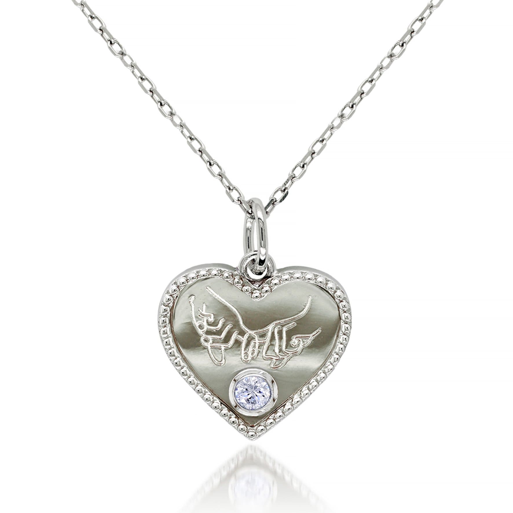 Lynora Jewellery Necklace 18" adj / Sterling Silver / Clear Love Symbol Pendant Sterling Silver