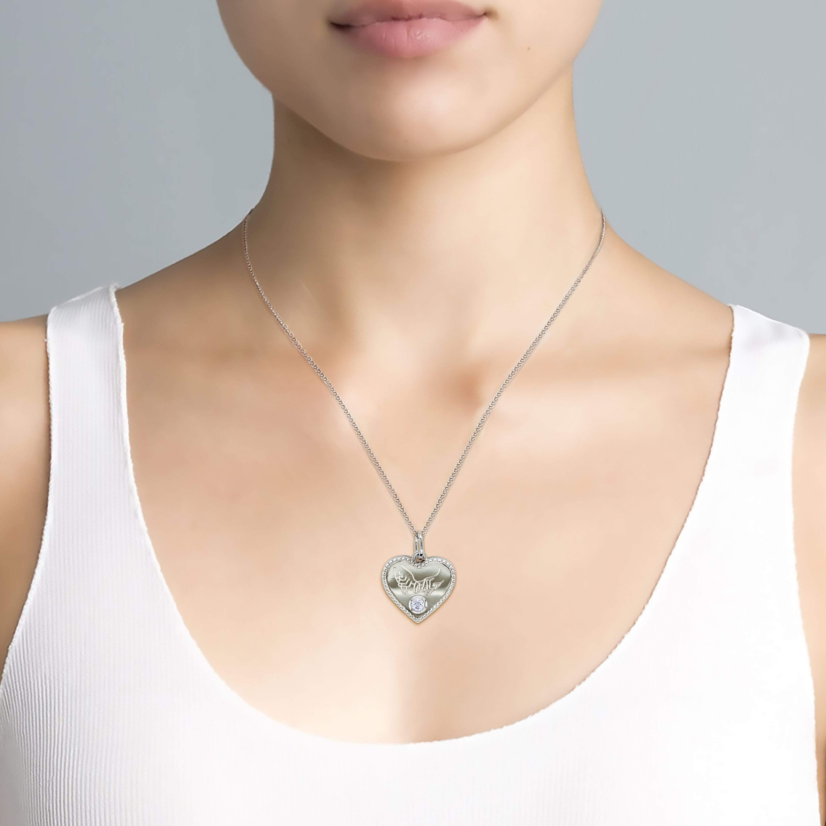 Lynora Jewellery Necklace 18" adj / Sterling Silver / Clear Love Symbol Pendant Sterling Silver