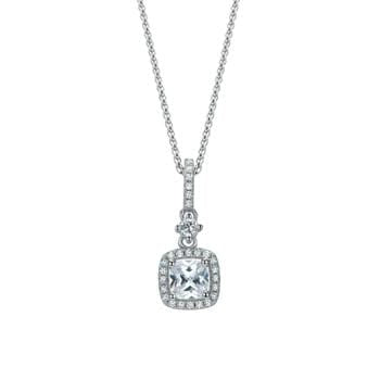 Lynora Jewellery Necklace 18" adj / Sterling Silver / Clear Luce Cushion Necklace Sterling Silver