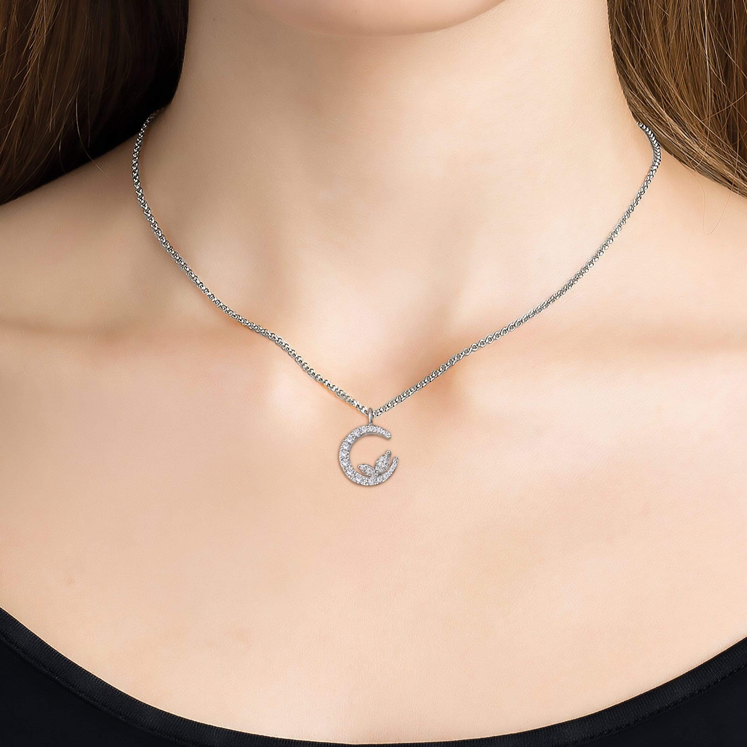 Lynora Jewellery Necklace 18" adj / Sterling Silver / Clear Luna Necklace Sterling Silver
