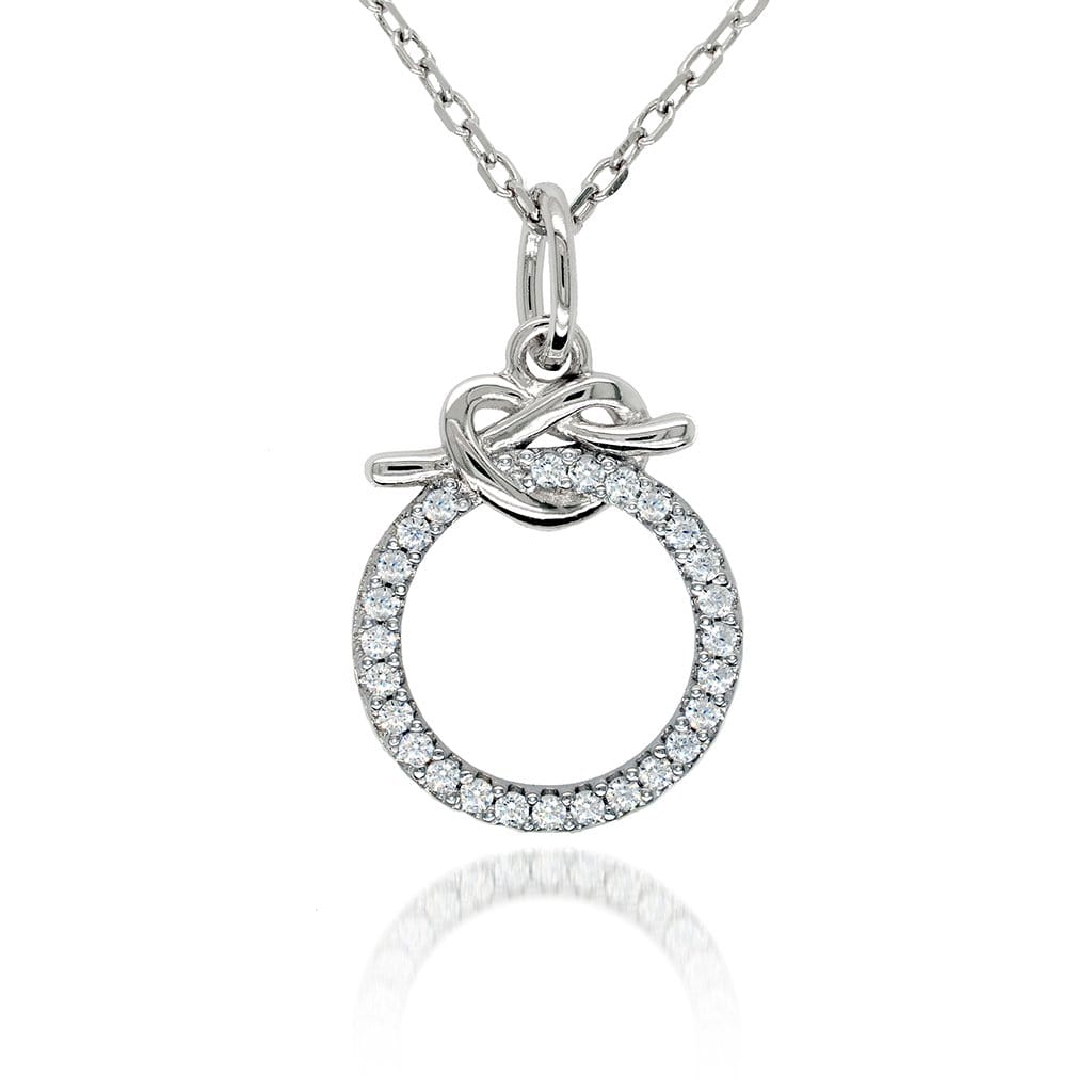 Lynora Jewellery Necklace 18" adj / Sterling Silver / Clear Open Circle Heart Pendant Sterling Silver