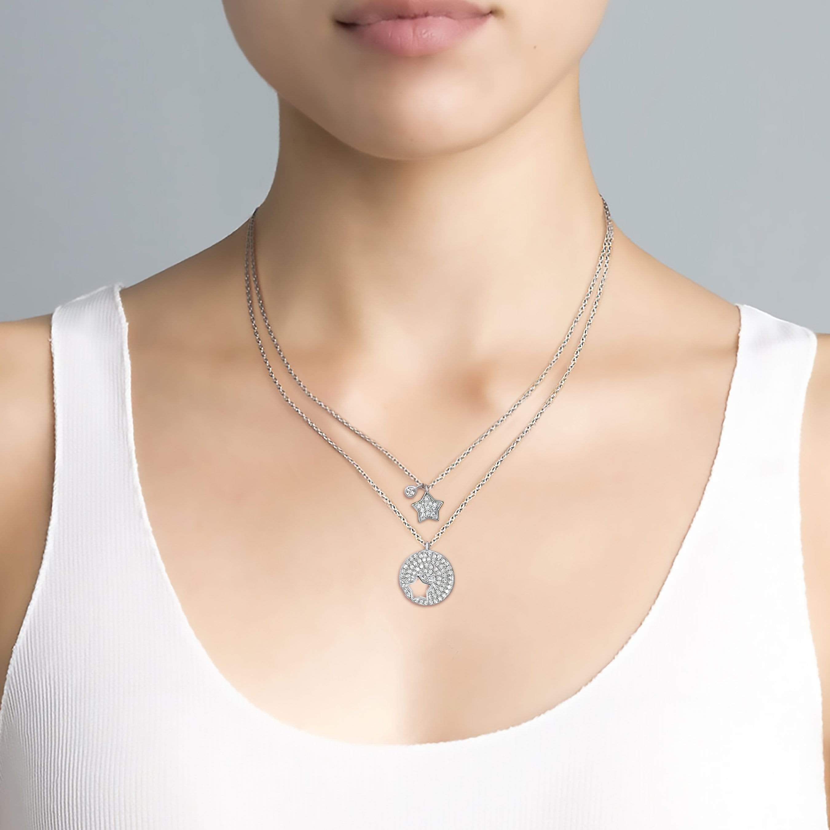 Lynora Jewellery Necklace 18" adj / Sterling Silver / Clear Stardust Necklace Sterling Silver