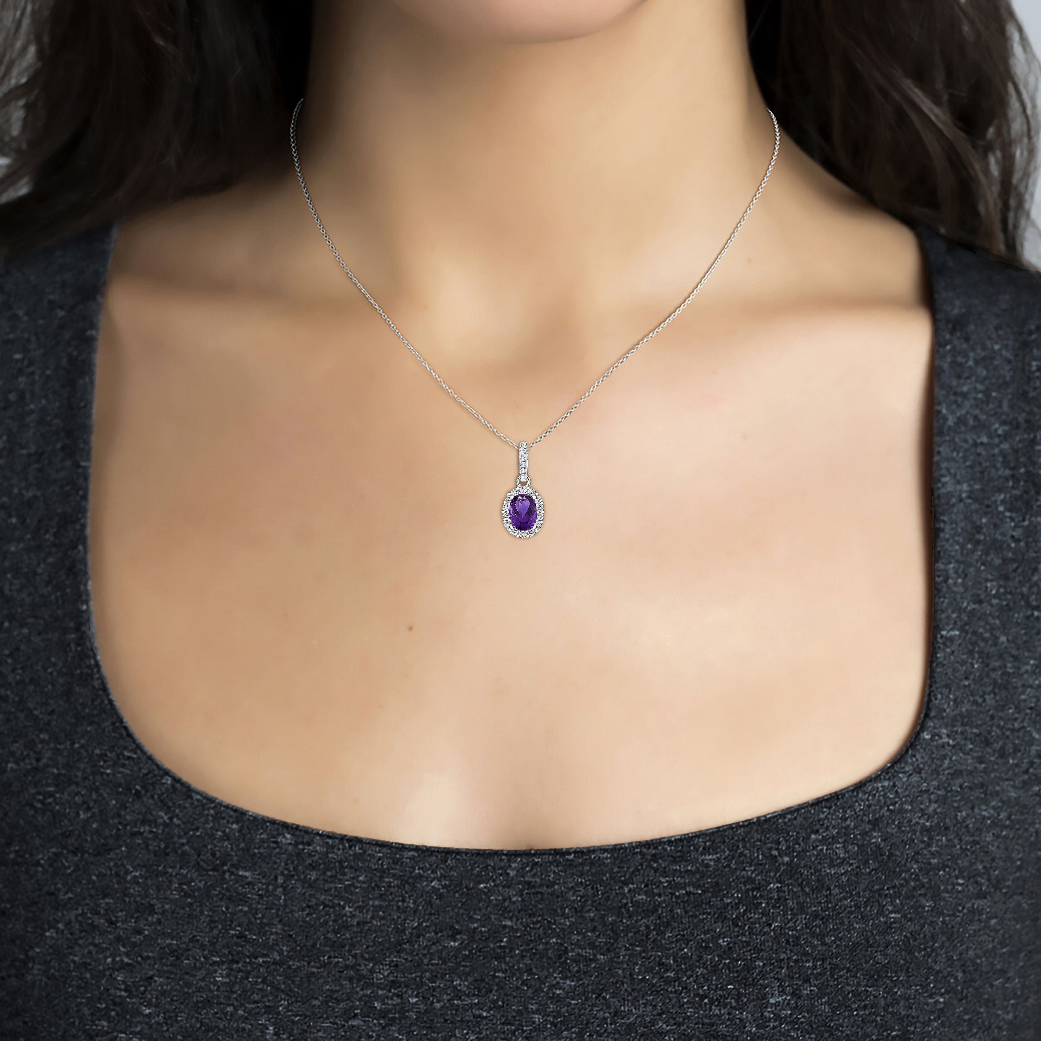 Lynora Jewellery Necklace 18" adj / Sterling Silver / Ruby Opulence Necklace Sterling Silver & Amethyst Stone
