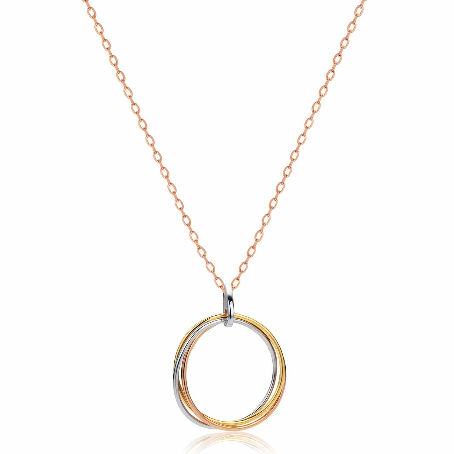Lynora Jewellery Necklace 18" adj / Sterling Silver Triple Link Circle Pendant Sterling Silver