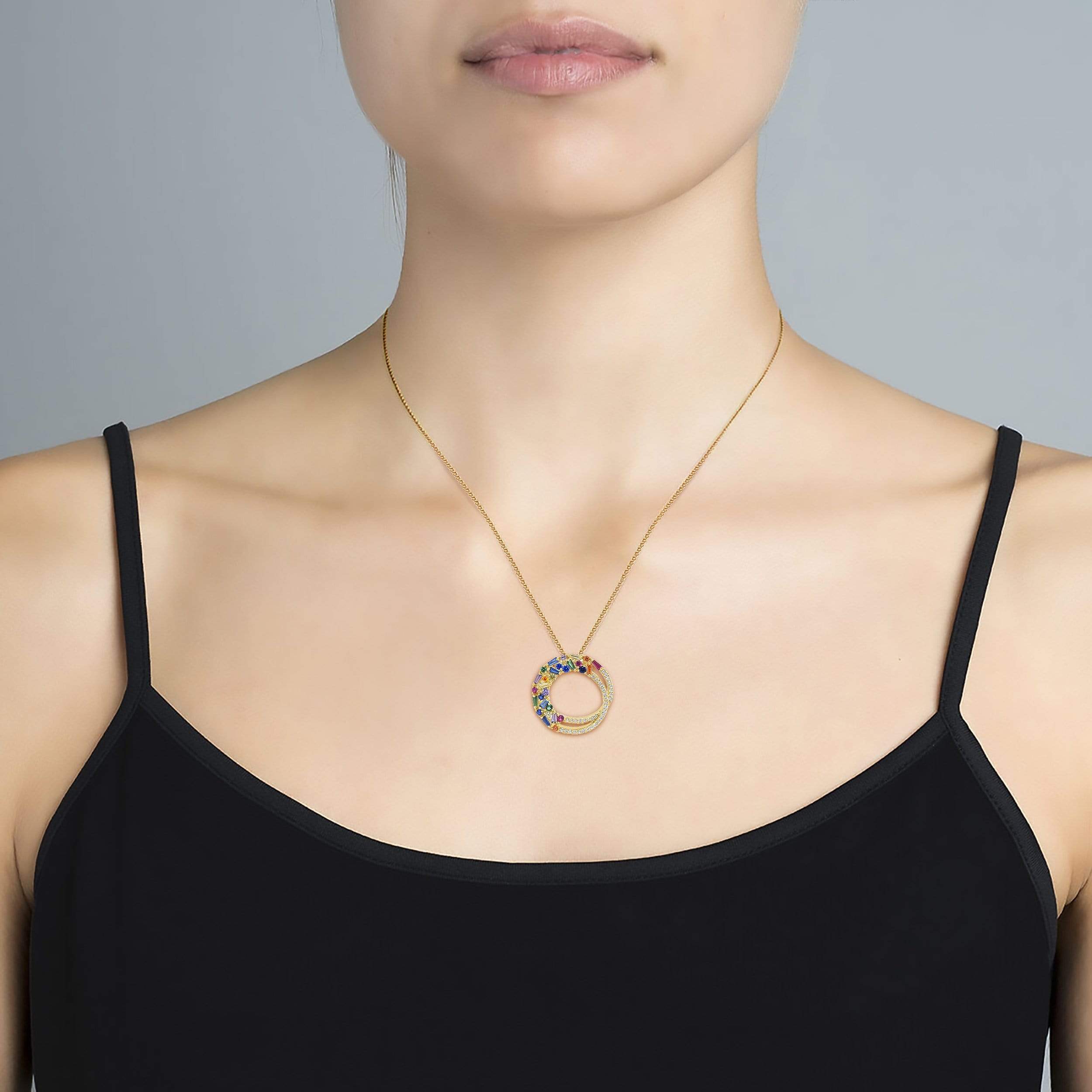 Lynora Jewellery Necklace 18" adj / Yellow Gold Plate / Mixed Tesoro Pendant Yellow Gold Plate