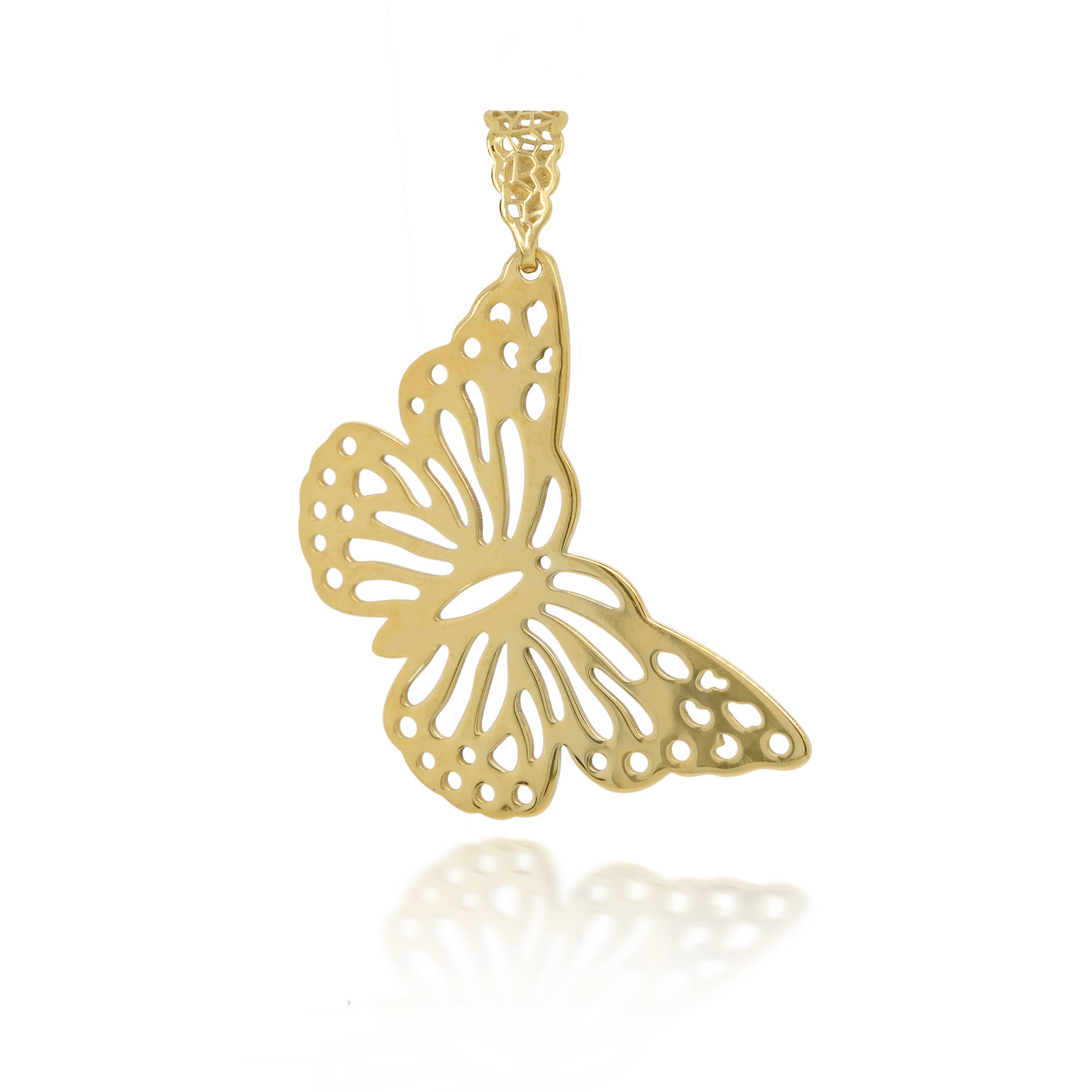Lynora Jewellery Necklace 18" adj / Yellow Gold Plate Papillon Pendant Yellow Gold Plate