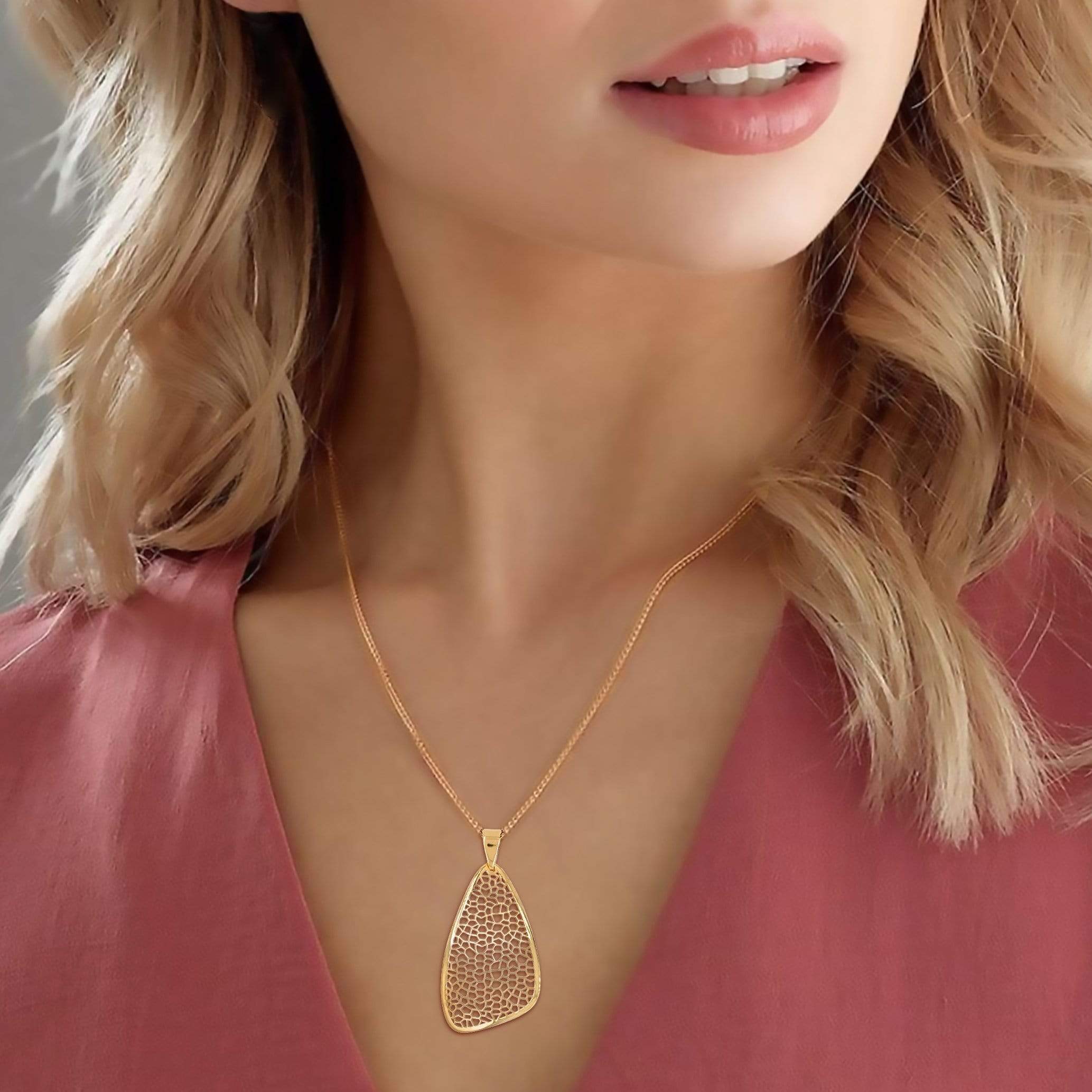 Lynora Jewellery Necklace 18" adj / Yellow Gold Plate Tamburato Pendant Yellow Gold Plate