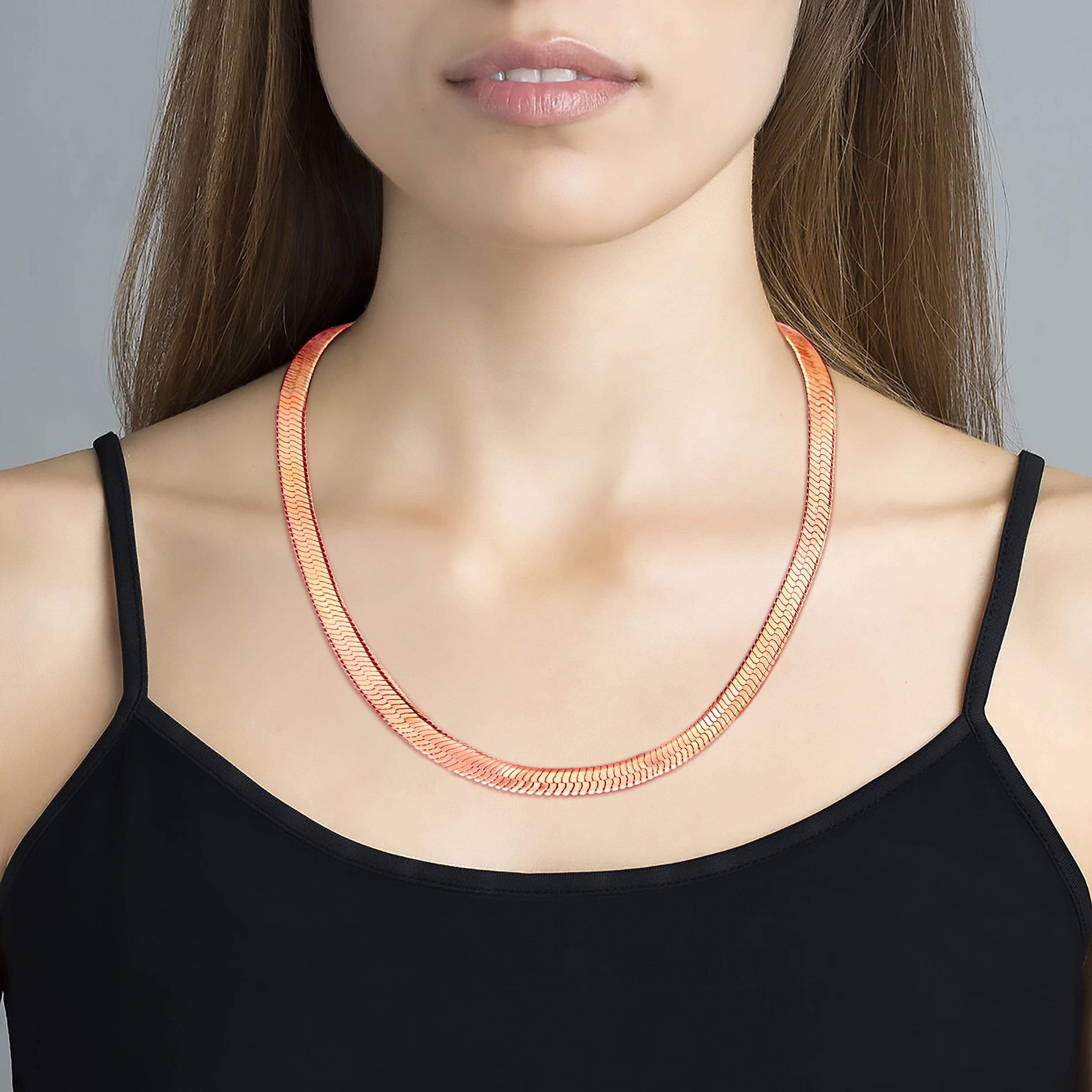Lynora Jewellery Necklace 18" / Rose Gold Plate Flat Chain Necklace Rose Gold Plate