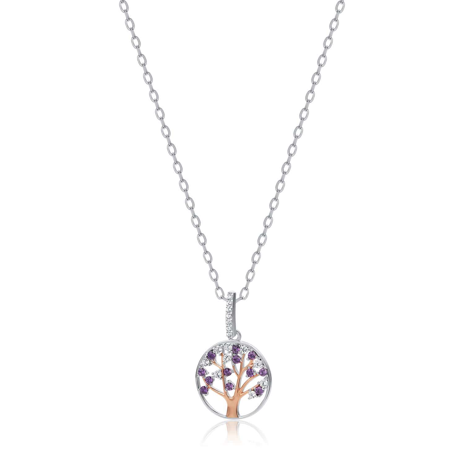 Lynora Jewellery Necklace 18" / Sterling Silver / Amethyst Amethyst Tree Of Life Sterling Silver