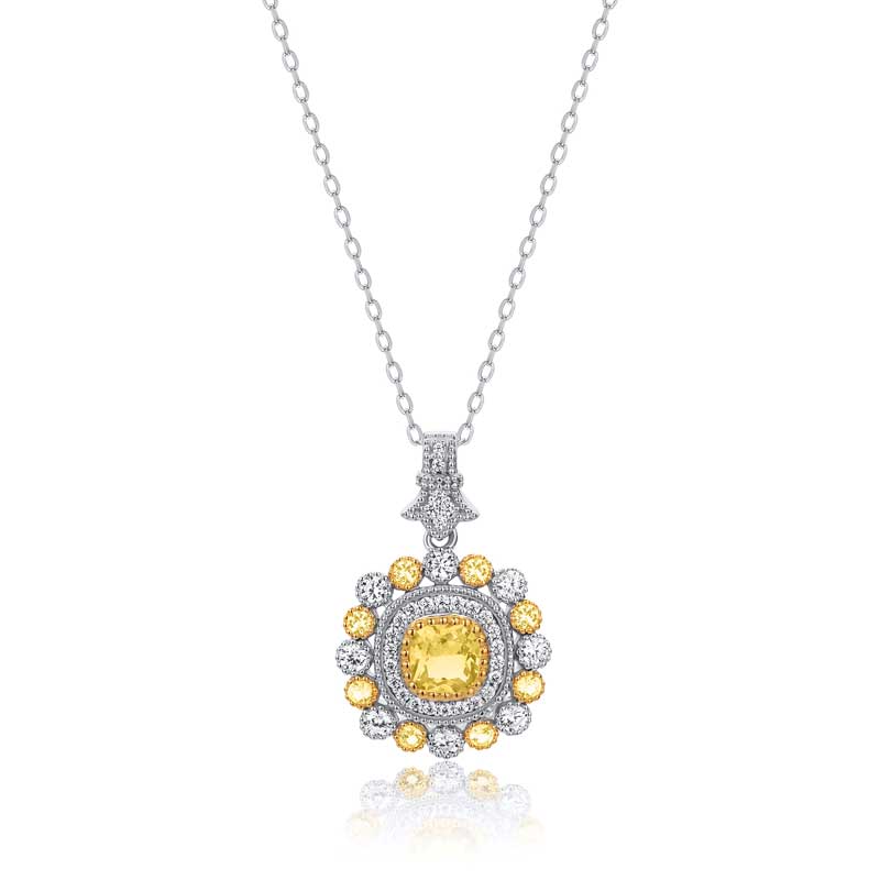 Lynora Jewellery Necklace 18" / Sterling Silver / Citrine Giallo Cushion Necklace Sterling Silver