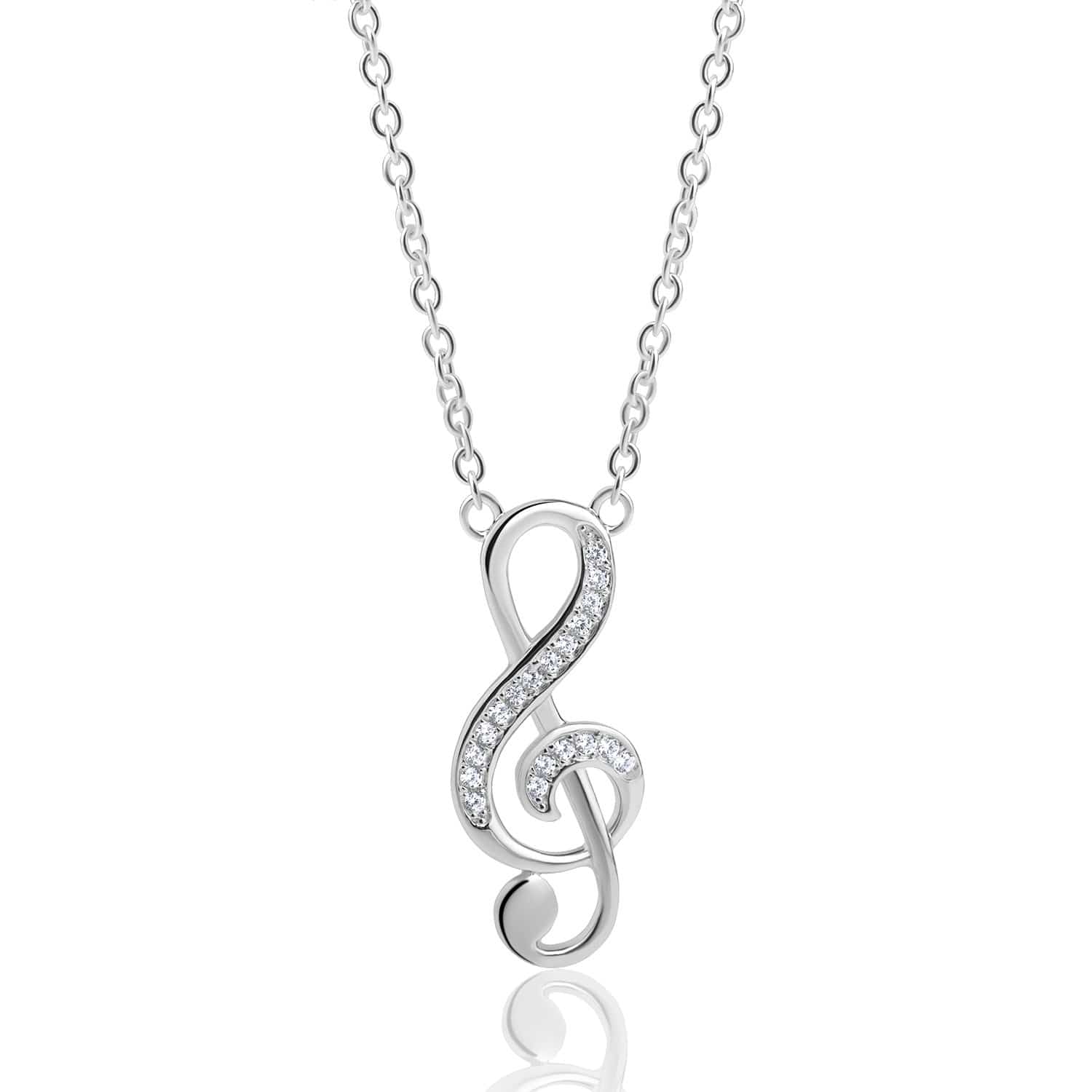 Lynora Jewellery Necklace 18" / Sterling Silver / Clear Arpegio Pendant Sterling Silver