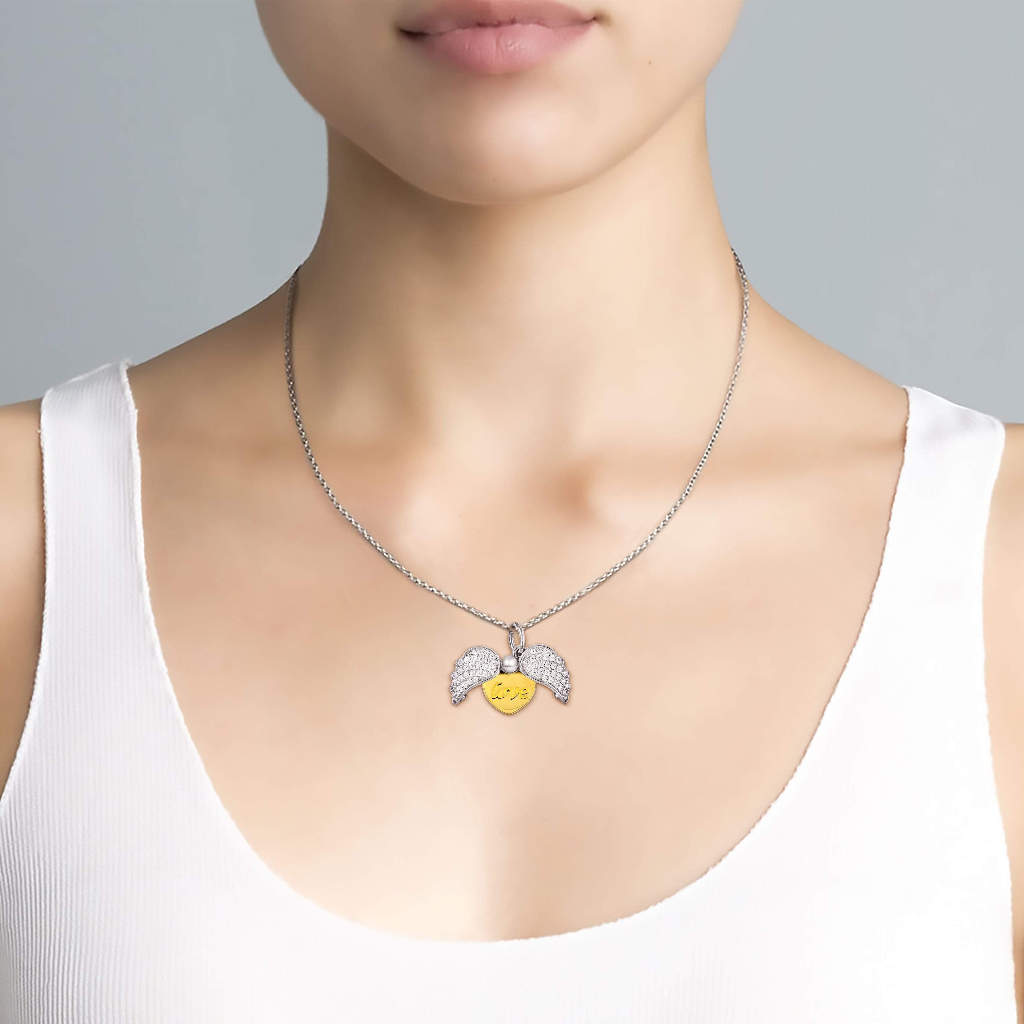 Lynora Jewellery Necklace 18" / Sterling Silver / Clear Cupid's Heart Pendant Sterling Silver