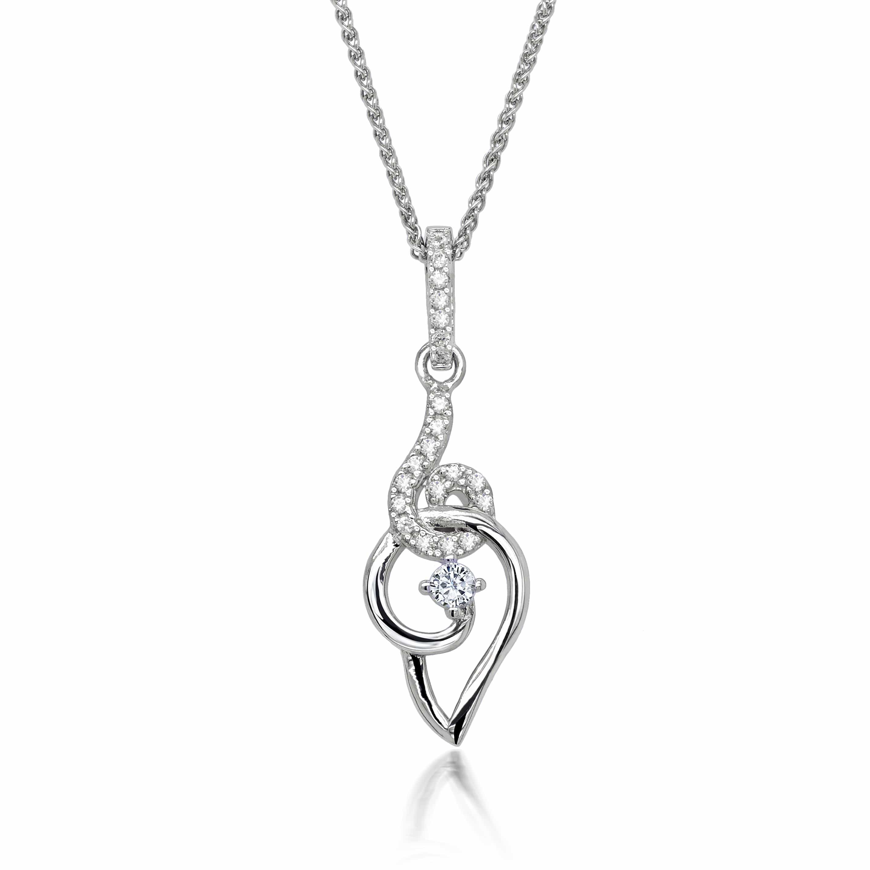 Lynora Jewellery Necklace 18" / Sterling Silver / Clear Enigma Pendant Sterling Silver