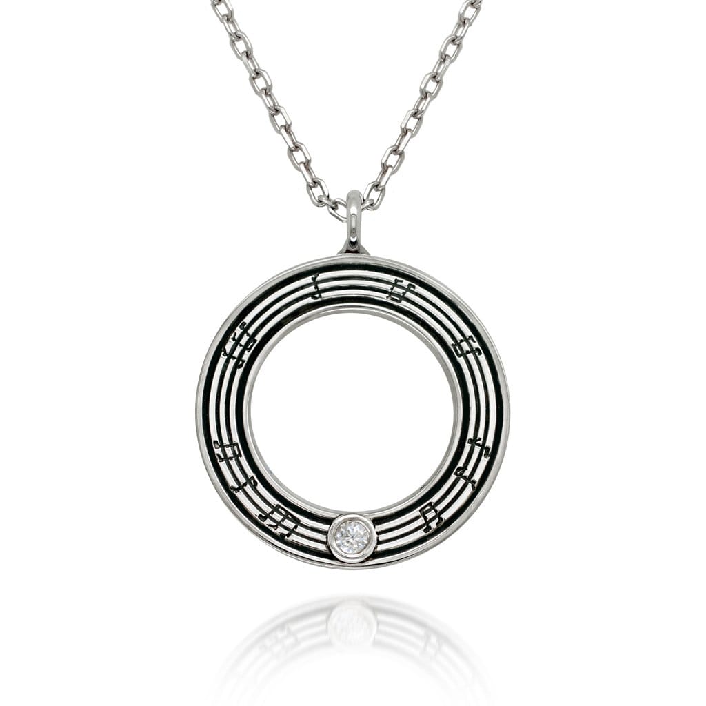 Lynora Jewellery Necklace 18" / Sterling Silver / Clear Note De Musique Pendant Sterling Silver