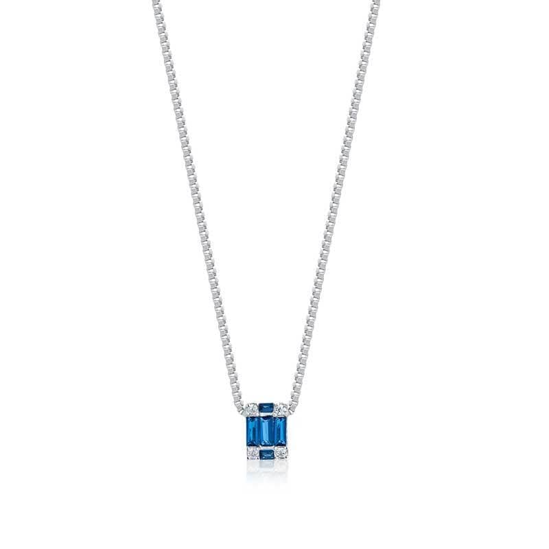 Lynora Jewellery Necklace 18" / Sterling Silver / Sapphire Baguette Necklace Sterling Silver