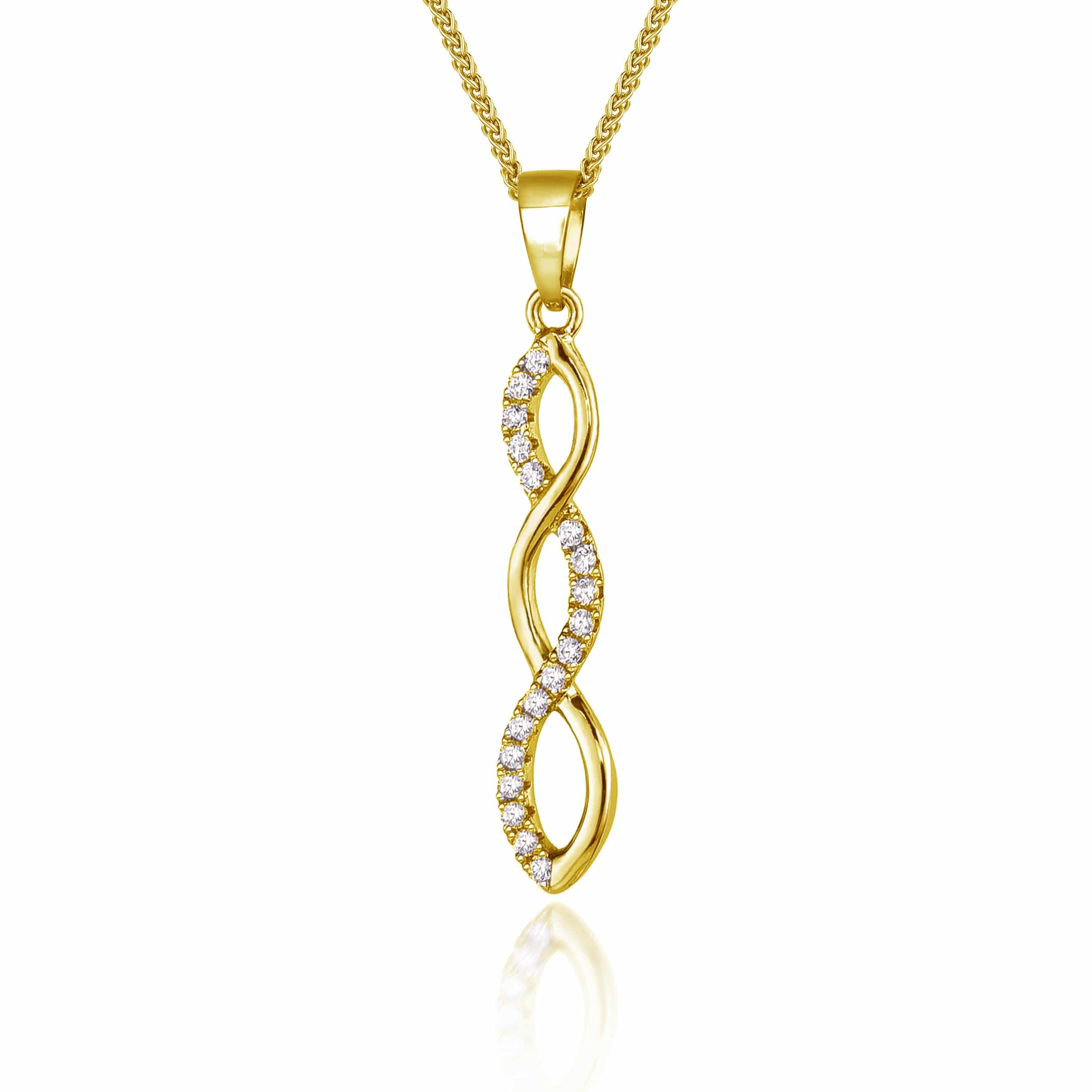 Lynora jewellery Necklace 18ct Gold Plated / Clear Elica Pendat Old Plate On Silver