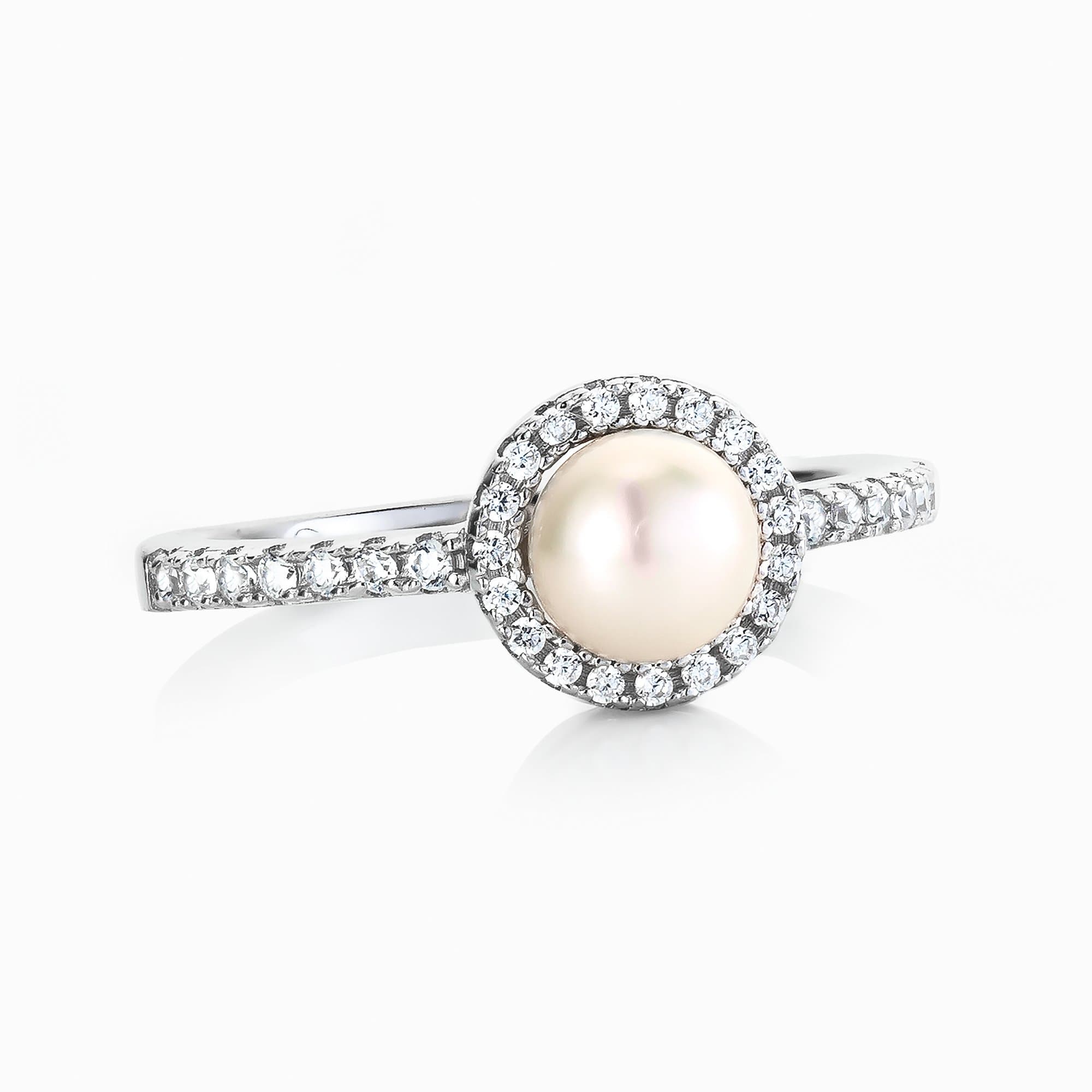 Silver with clearance pearl ring