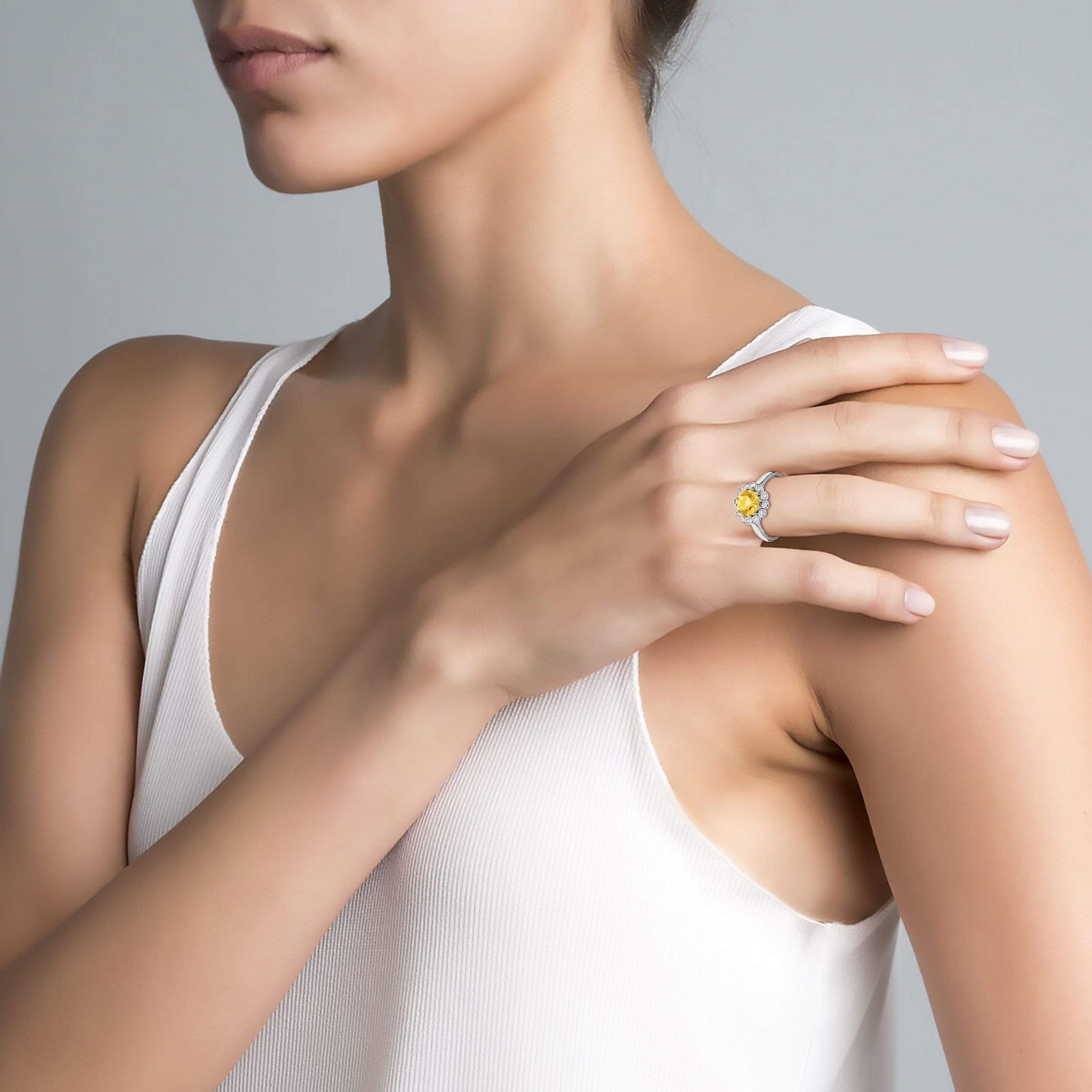 Lynora Jewellery Ring Giallo Round Ring Sterling Silver
