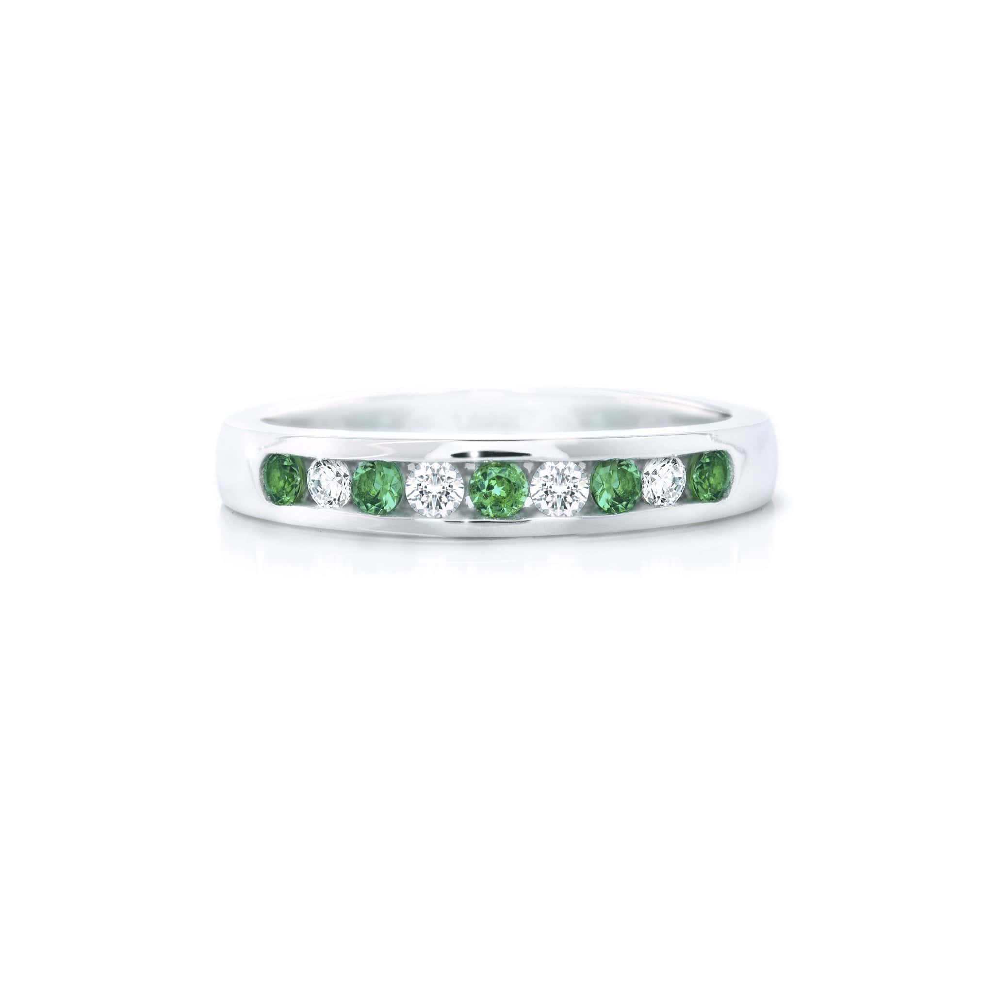 Lynora Jewellery Ring Opulence Channel Set Ring Sterling Silver & Emerald Stone Colour