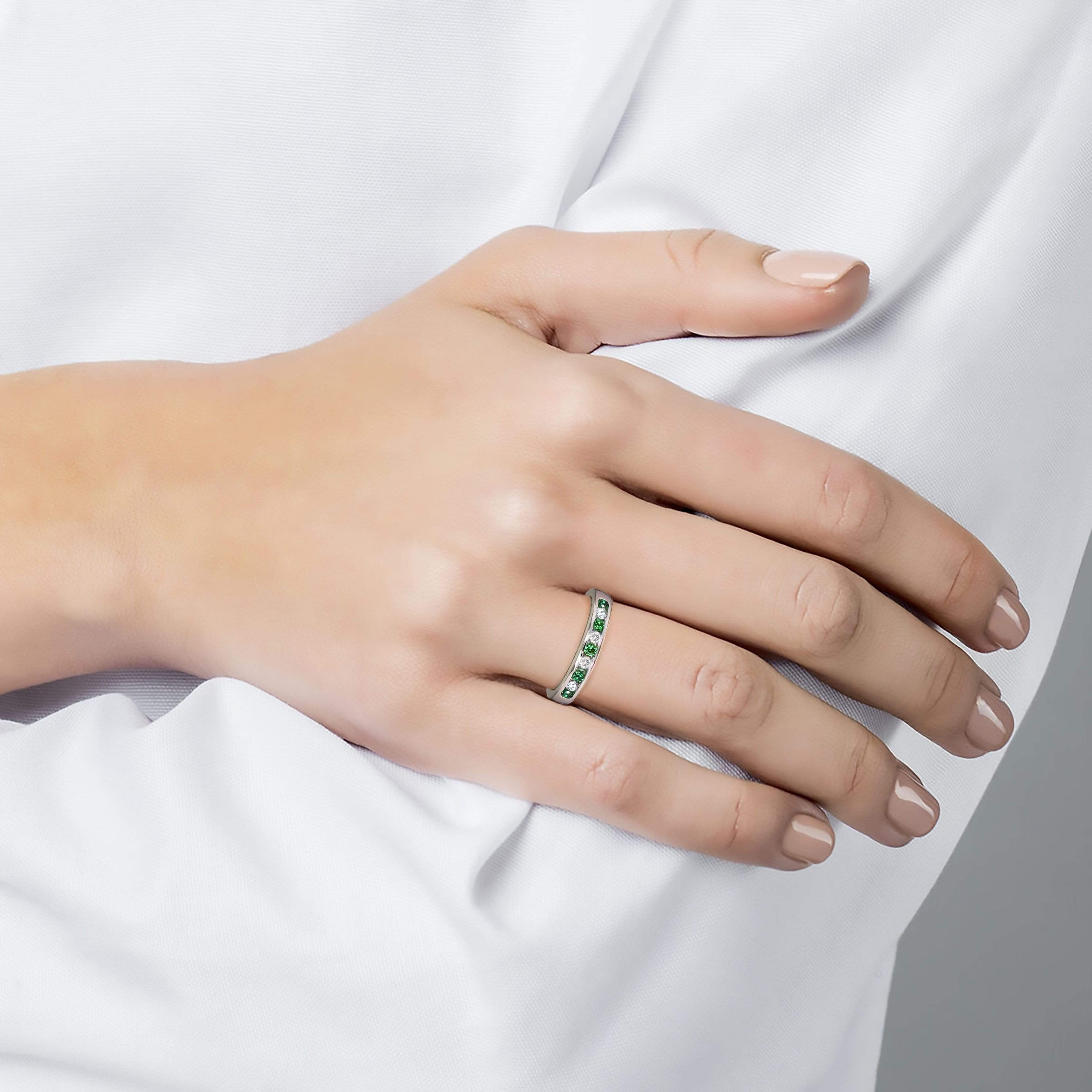 Lynora Jewellery Ring Opulence Channel Set Ring Sterling Silver & Emerald Stone Colour