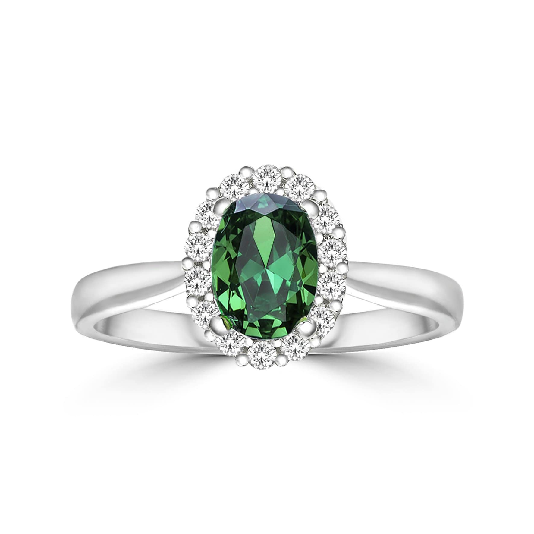 Lynora Jewellery Ring Opulence Halo Ring Sterling Silver & Emerald Stone