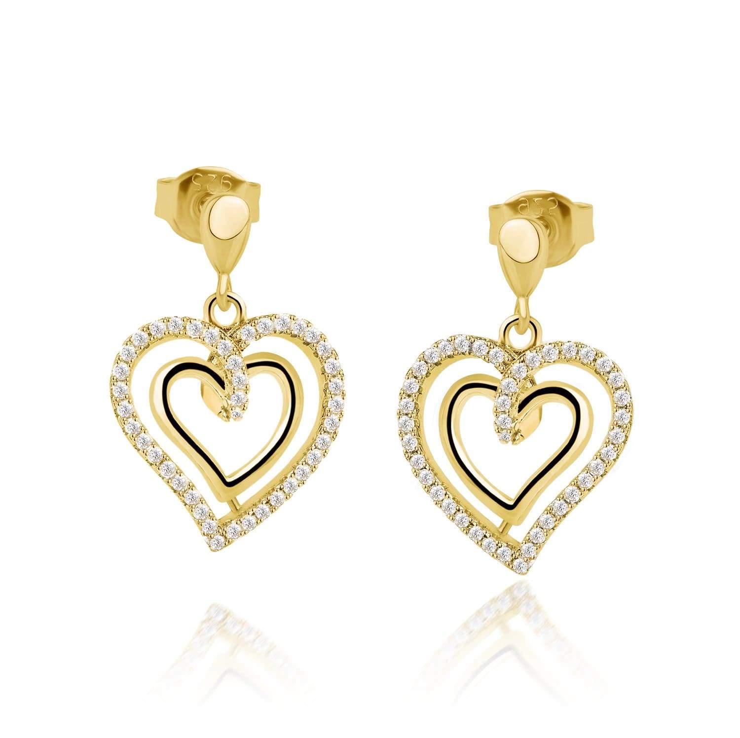 LynoraJewellery ETERNITY HEART EARRING GOLD PLATED STERLING SILVER