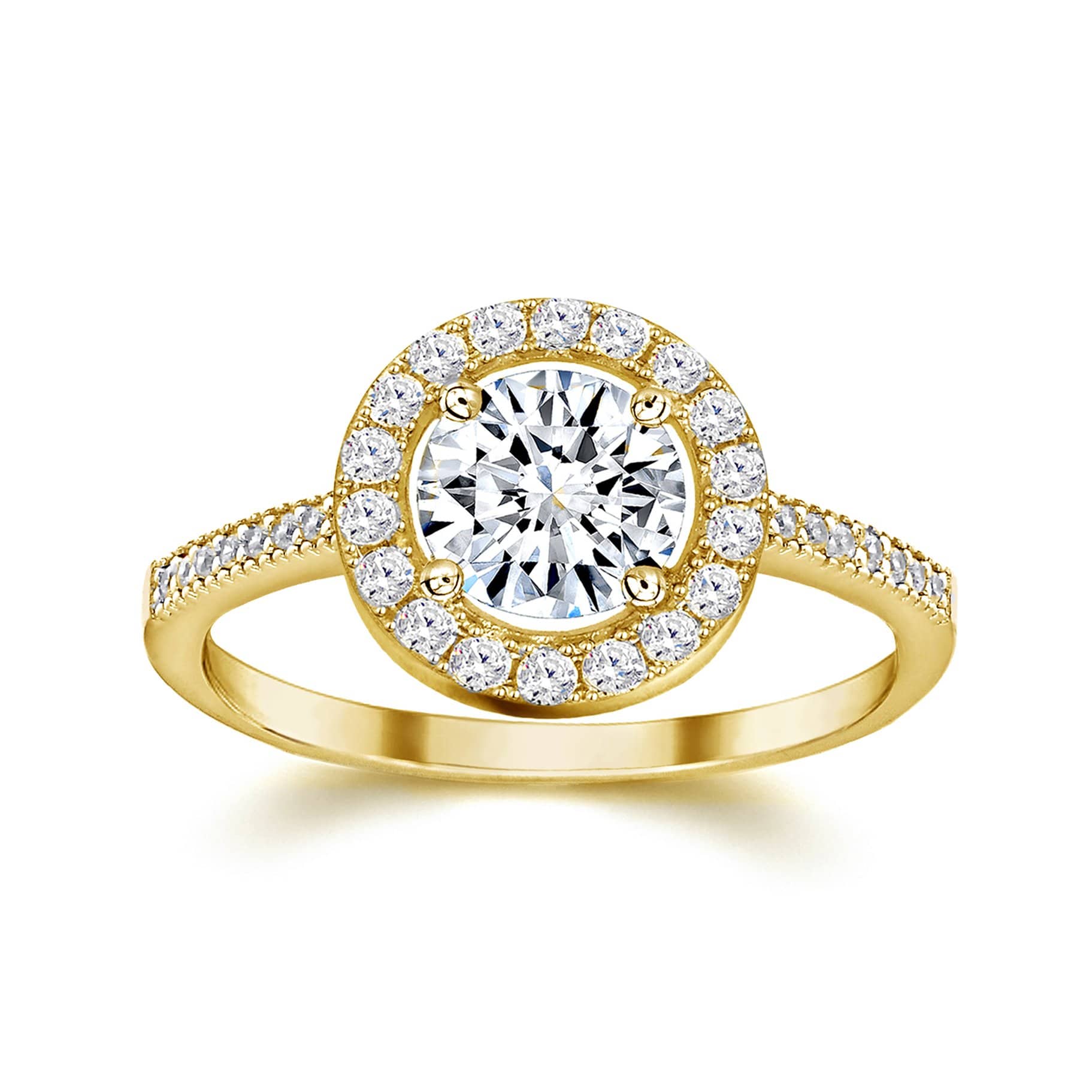 LynoraJewellery HALO YELLOW GOLD PLATED ELEVATED RING