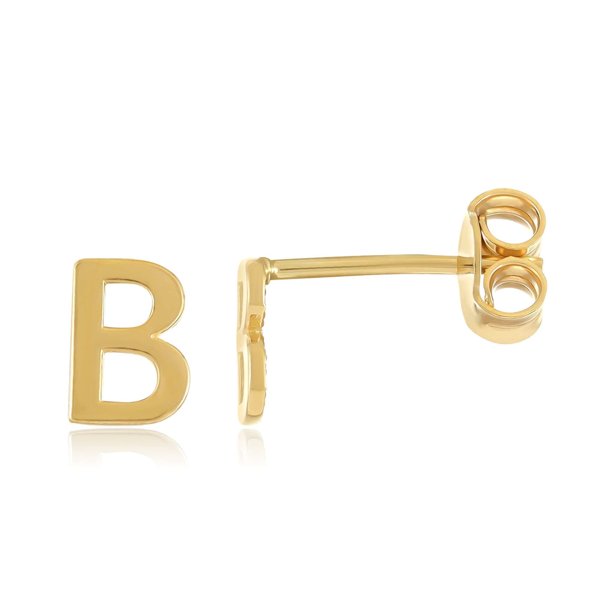 HGJ Earrings 9ct Yellow Gold Initial Stud Earrings Letter B 9ct Gold 9ct Yellow Gold Initial Stud Earrings Letter B