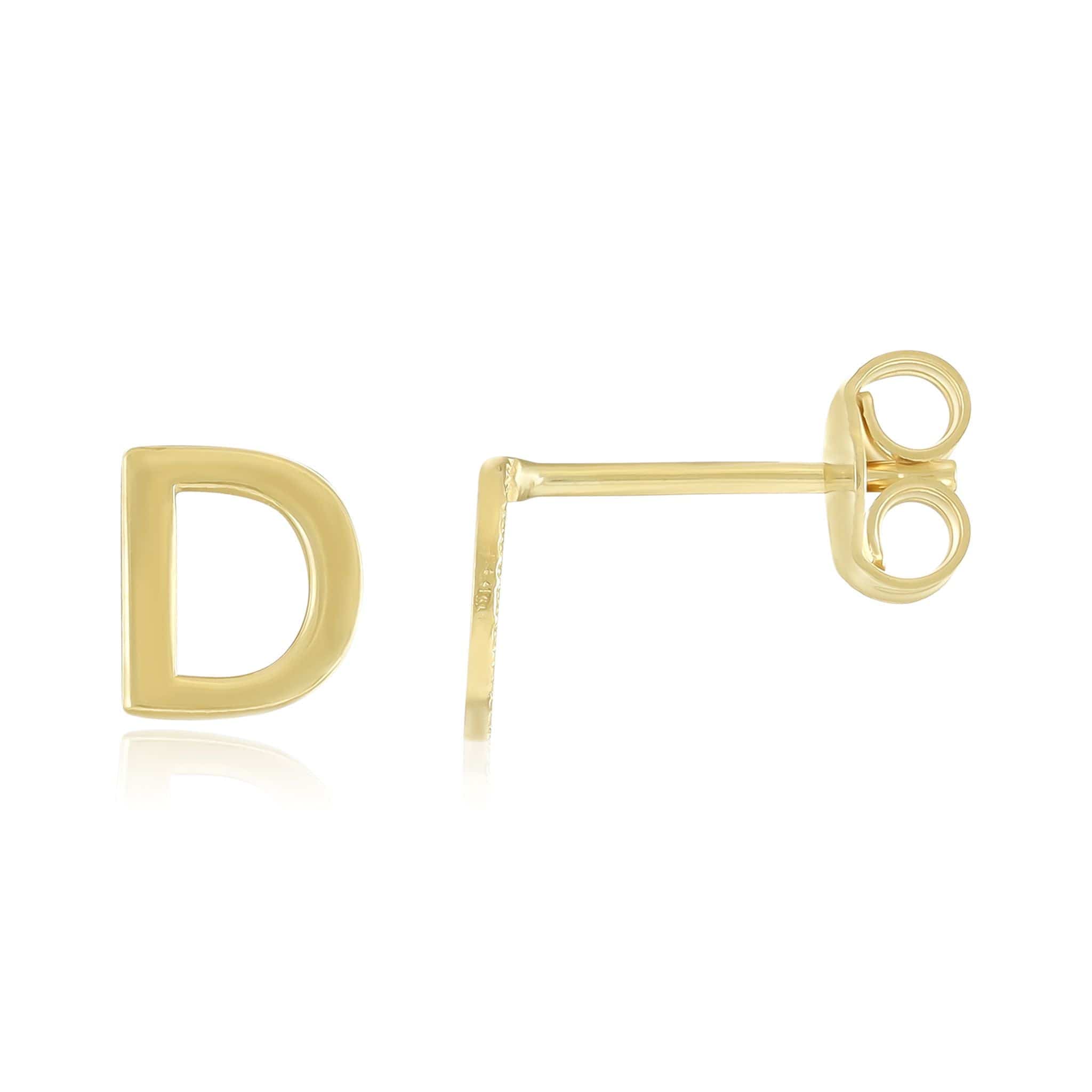 HGJ Earrings 9ct Yellow Gold Initial Stud Earrings Letter D 9ct Gold 9ct Yellow Gold Initial Stud Earrings Letter D