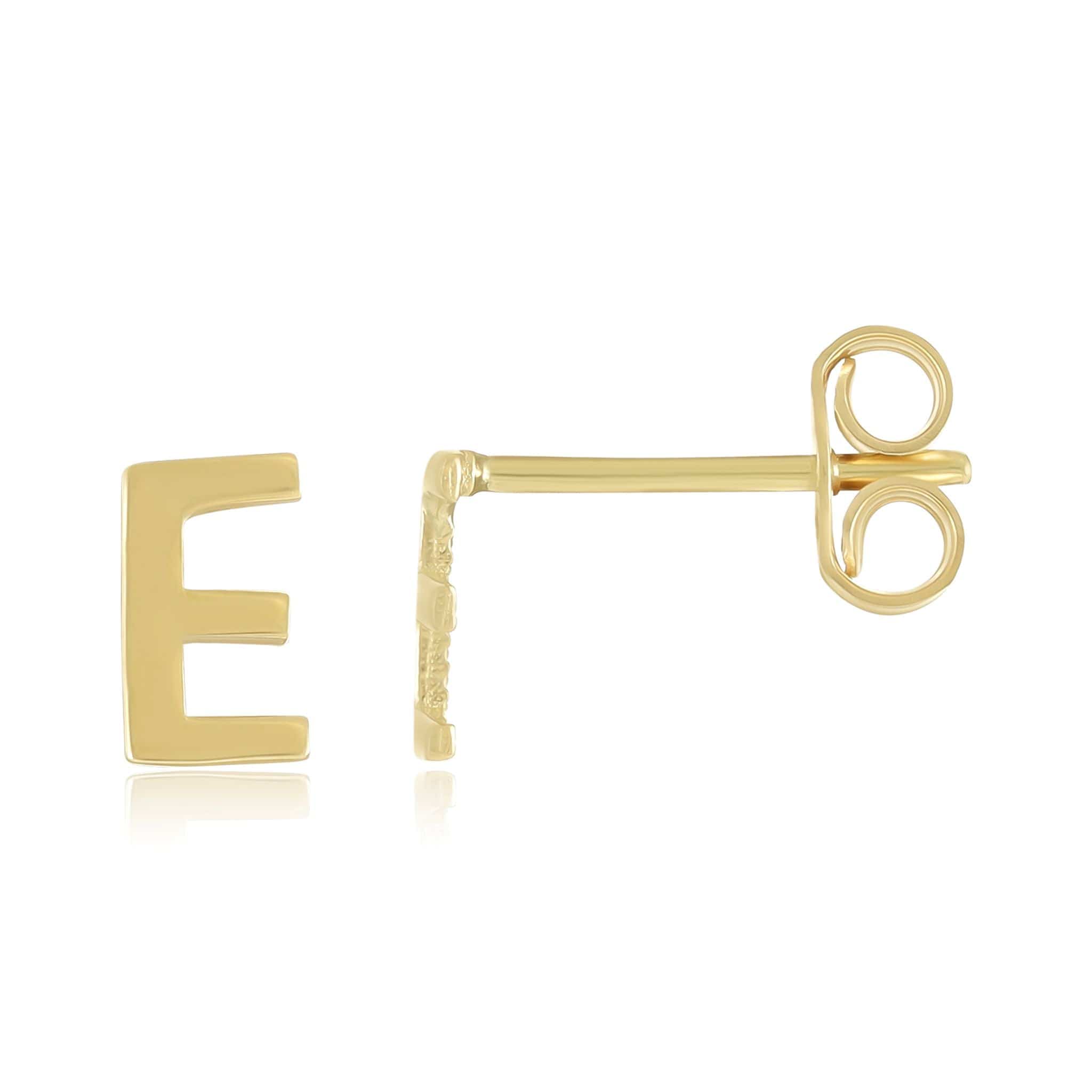 HGJ Earrings 9ct Yellow Gold Initial Stud Earrings Letter E 9ct Gold 9ct Yellow Gold Initial Stud Earrings Letter E