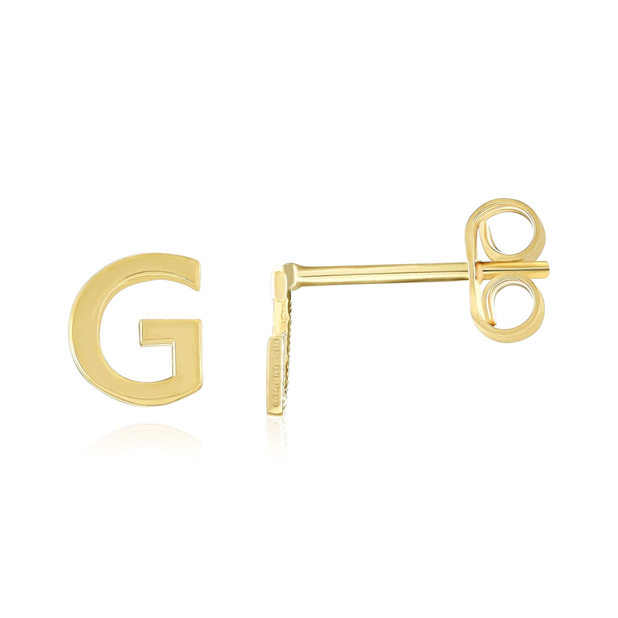 HGJ Earrings 9ct Yellow Gold Initial Stud Earrings Letter G 9ct Gold 9ct Yellow Gold Initial Stud Earrings Letter G