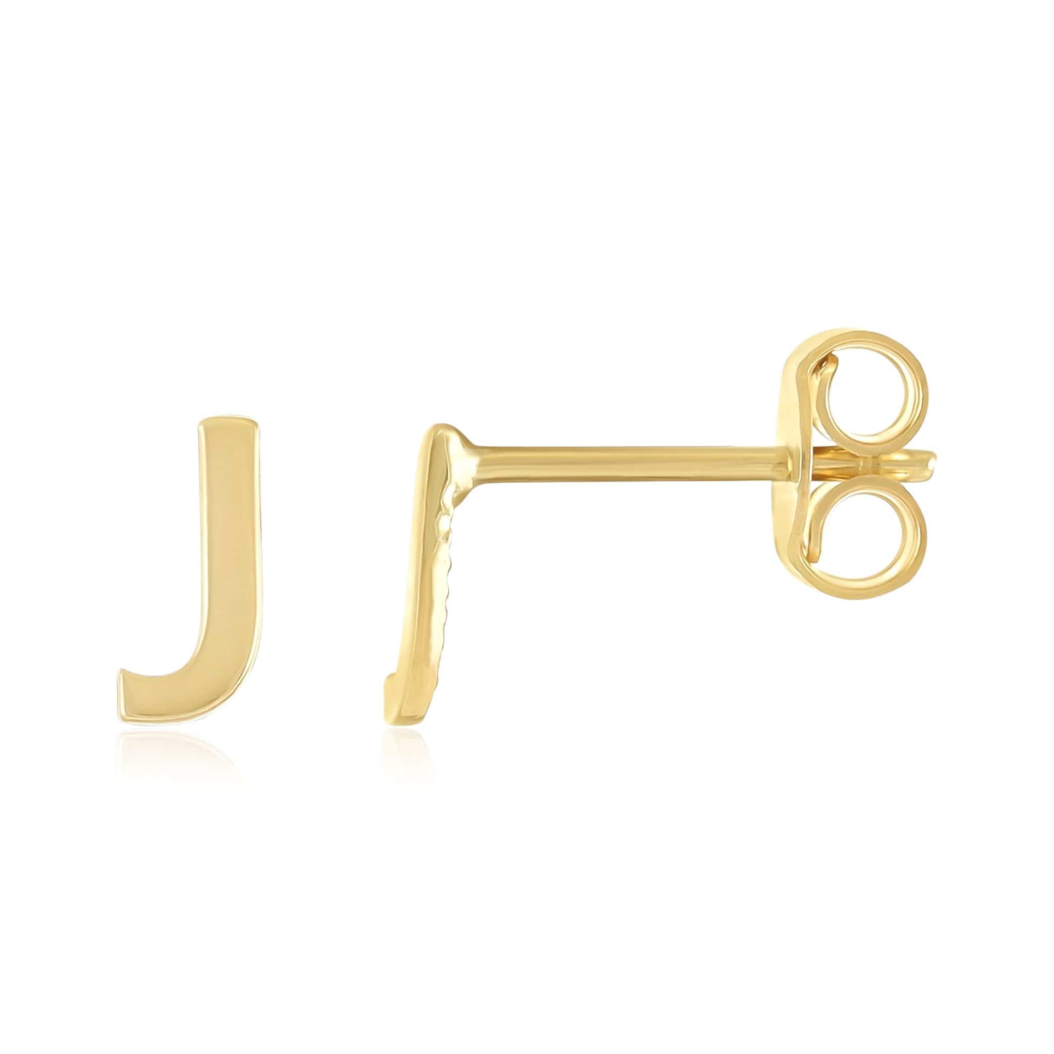 HGJ Earrings 9ct Yellow Gold Initial Stud Earrings Letter J 9ct Gold 9ct Yellow Gold Initial Stud Earrings Letter J