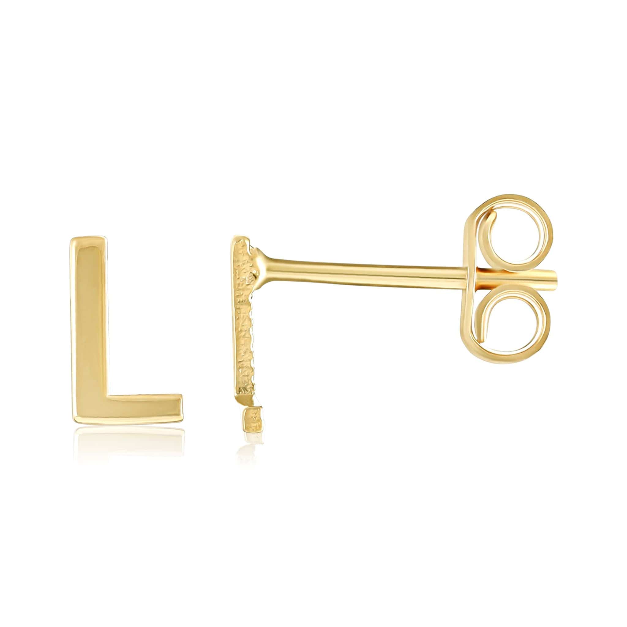 HGJ Earrings 9ct Yellow Gold Initial Stud Earrings Letter L 9ct Gold 9ct Yellow Gold Initial Stud Earrings Letter L