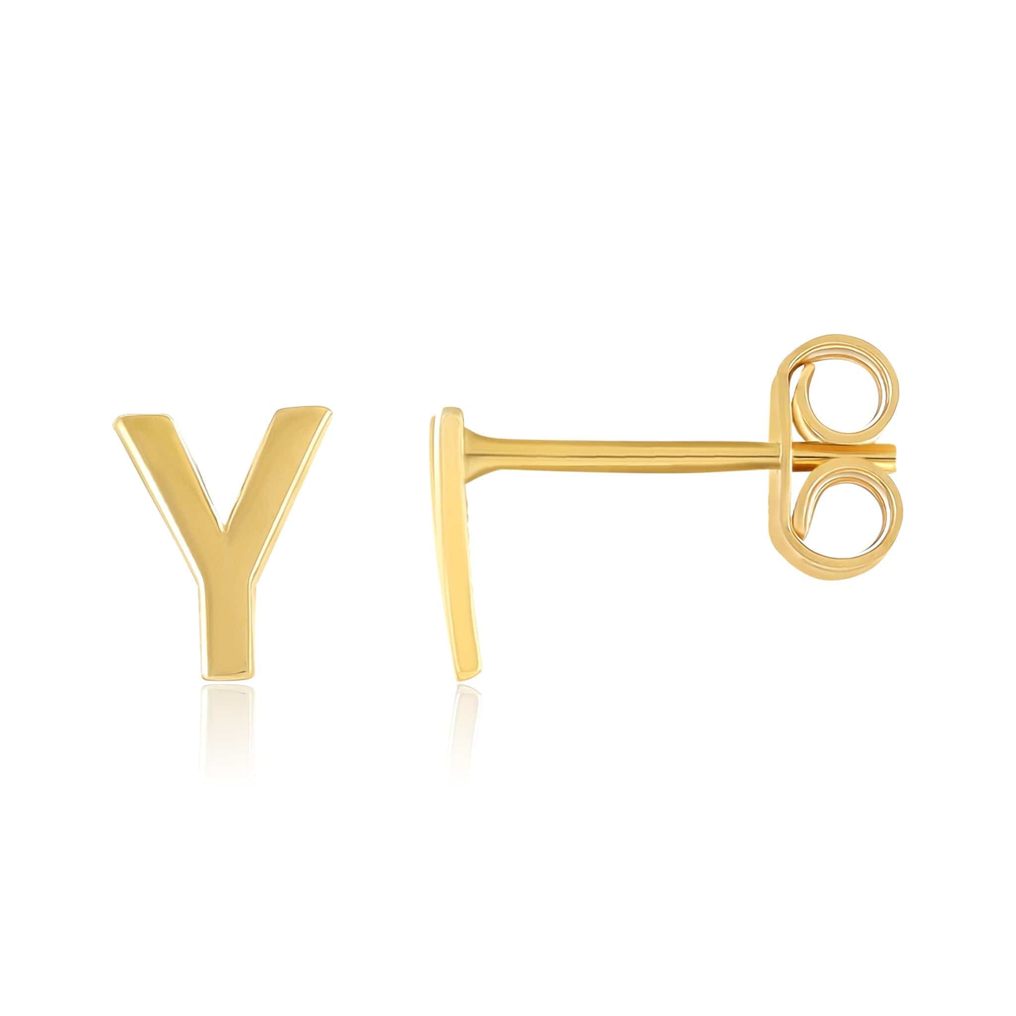 HGJ Earrings 9ct Yellow Gold Initial Stud Earrings Letter Y 9ct Gold 9ct Yellow Gold Initial Stud Earrings Letter Y