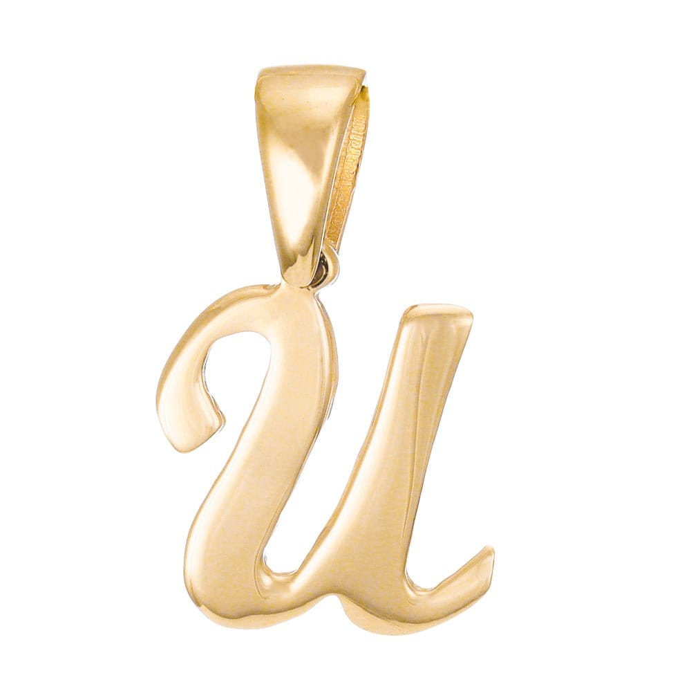 HGJ Pendant 14ct Yellow Gold Initial Pendant Letter U 14ct Gold 14ct Yellow Gold Initial Pendant Letter U