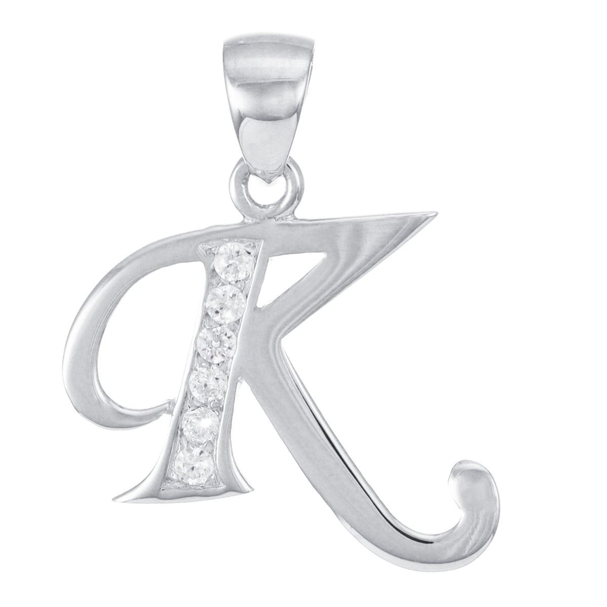 HGJ Pendant 9ct White Gold Initial Pendant Letter K 9ct Gold 9ct White Gold Initial Pendant Letter K