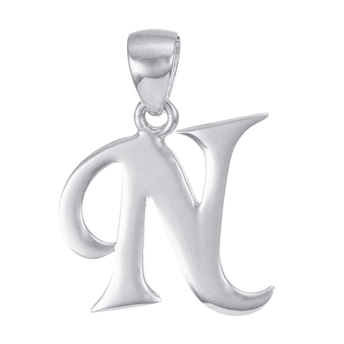 HGJ Pendant 9ct White Gold Initial Pendant Letter N 9ct Gold 9ct White Gold Initial Pendant Letter N