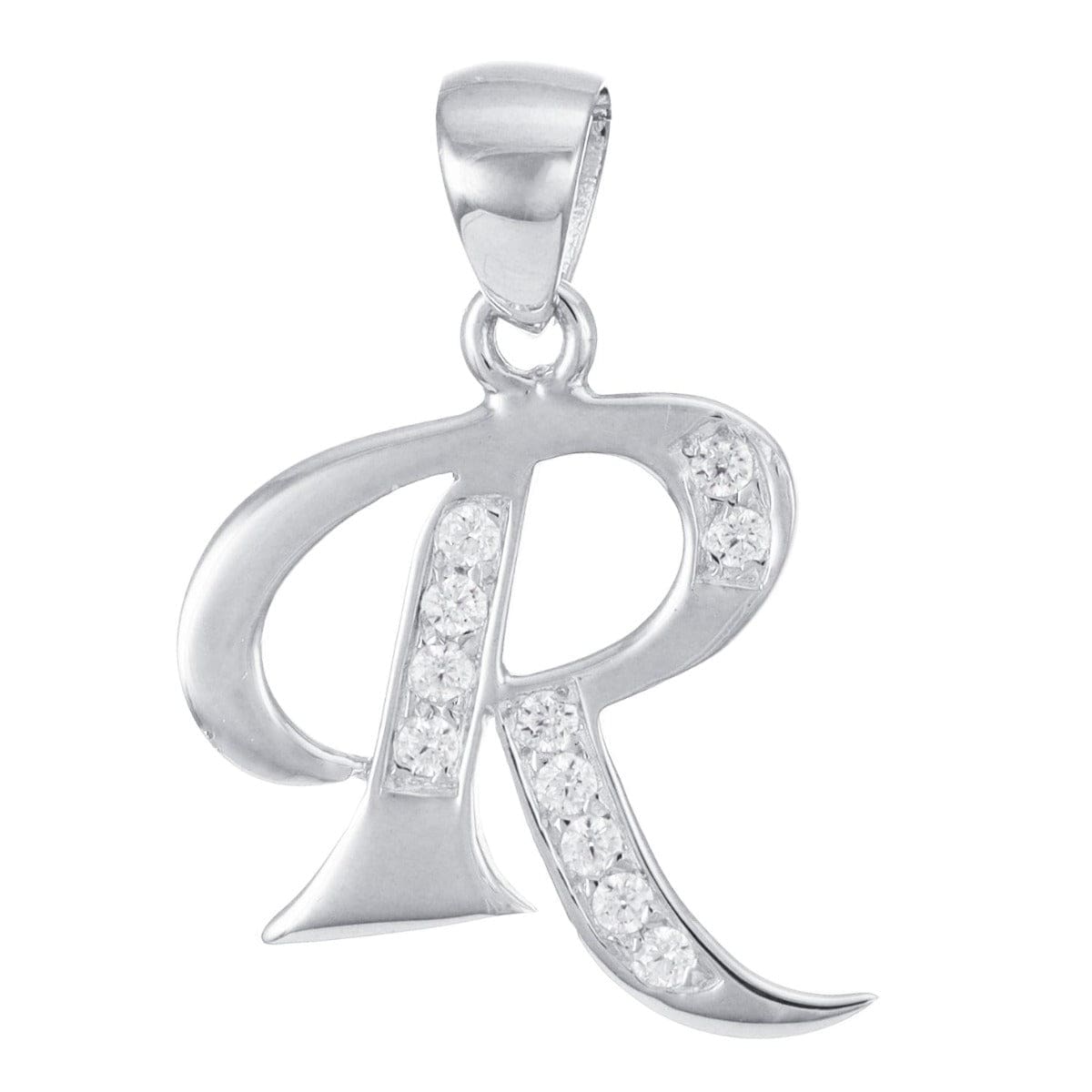 HGJ Pendant 9ct White Gold Initial Pendant Letter R 9ct Gold 9ct White Gold Initial Pendant Letter R