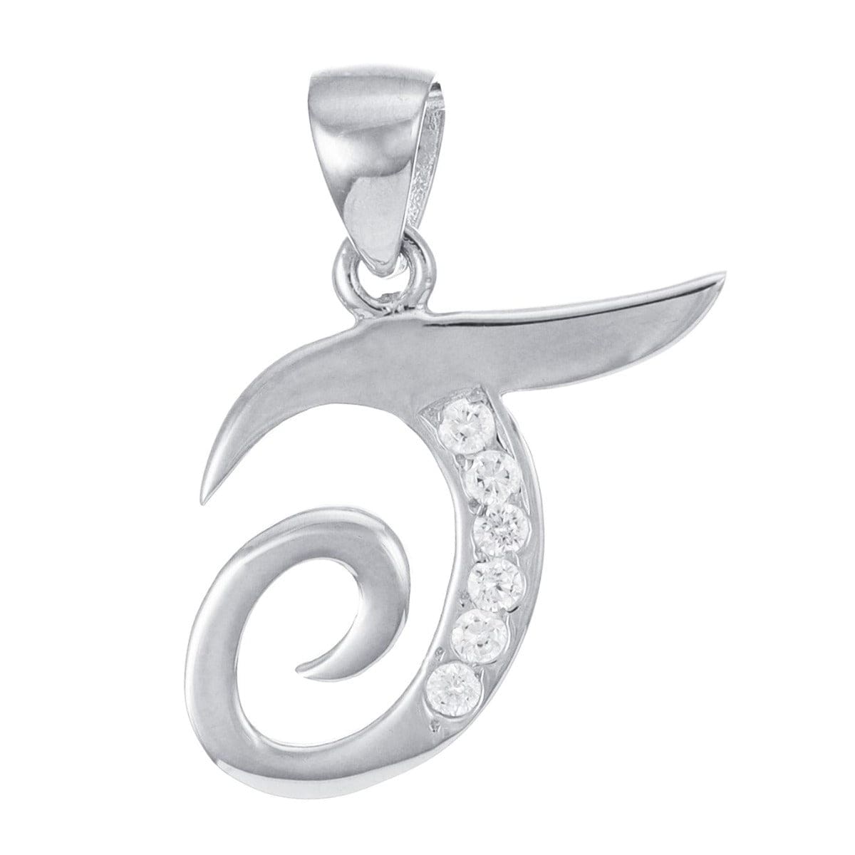 HGJ Pendant 9ct White Gold Initial Pendant Letter T 9ct Gold 9ct White Gold Initial Pendant Letter T