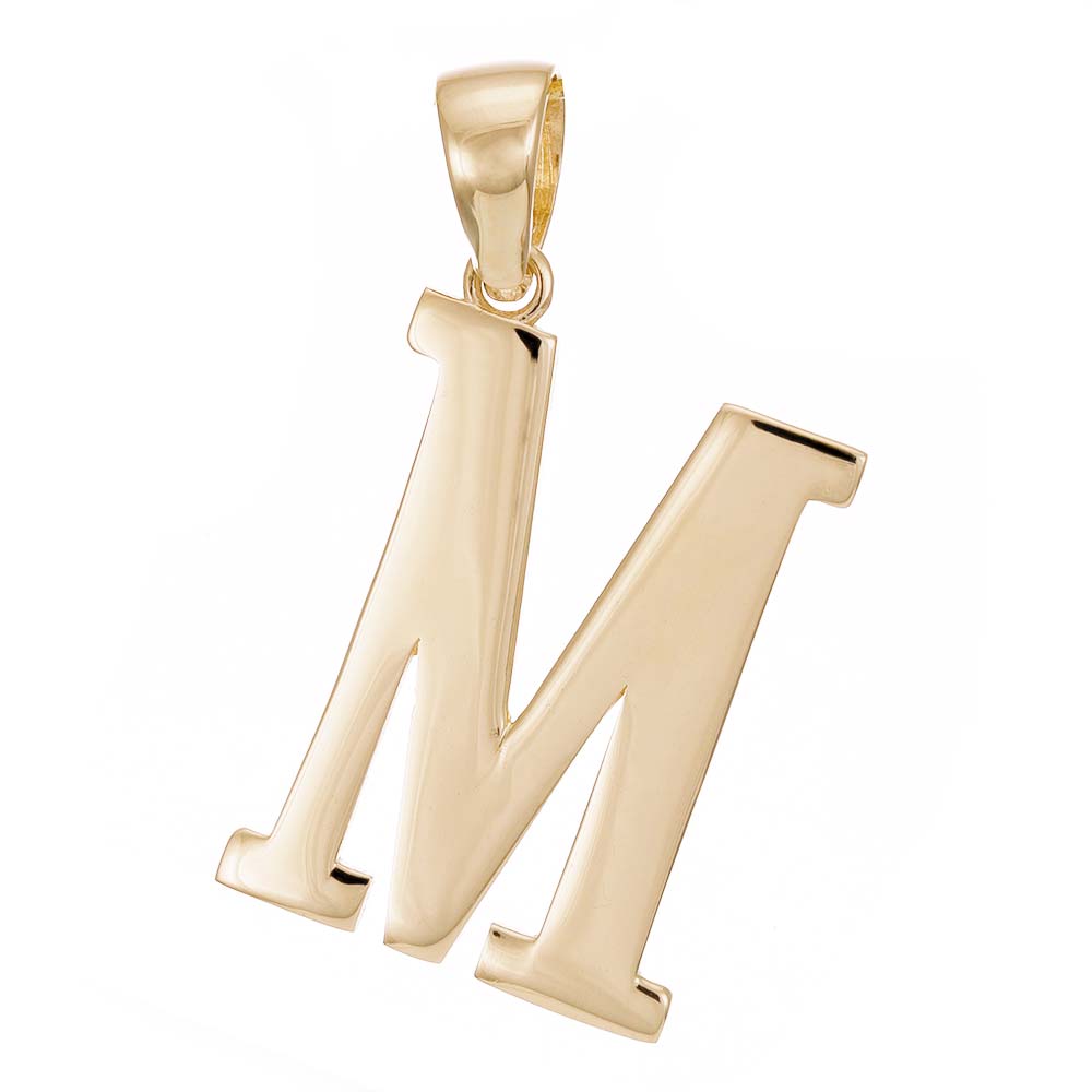 HGJ Pendant 9ct Yellow Gold Initial Pendant Letter M 9ct Gold 9ct Yellow Gold Initial Pendant Letter M