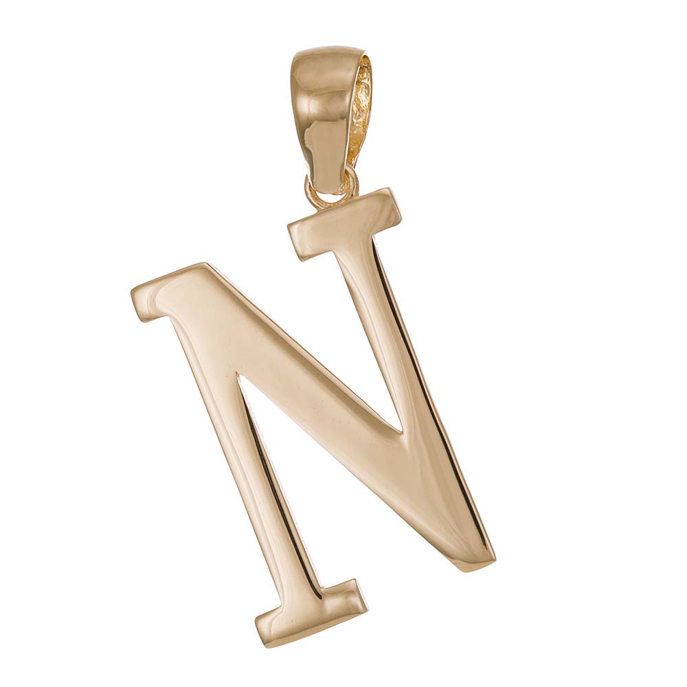 HGJ Pendant 9ct Yellow Gold Initial Pendant Letter N 9ct Gold 9ct Yellow Gold Initial Pendant Letter N
