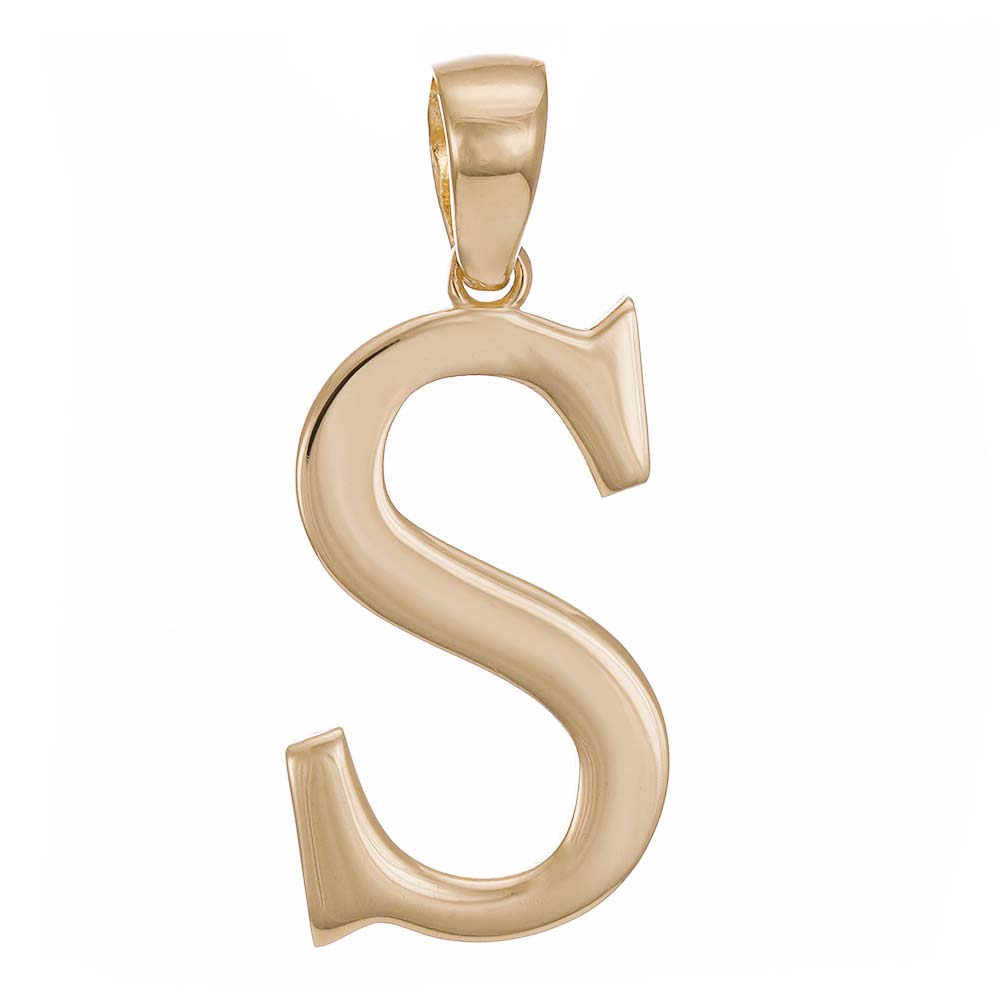 HGJ Pendant 9ct Yellow Gold Initial Pendant Letter S 9ct Gold 9ct Yellow Gold Initial Pendant Letter S