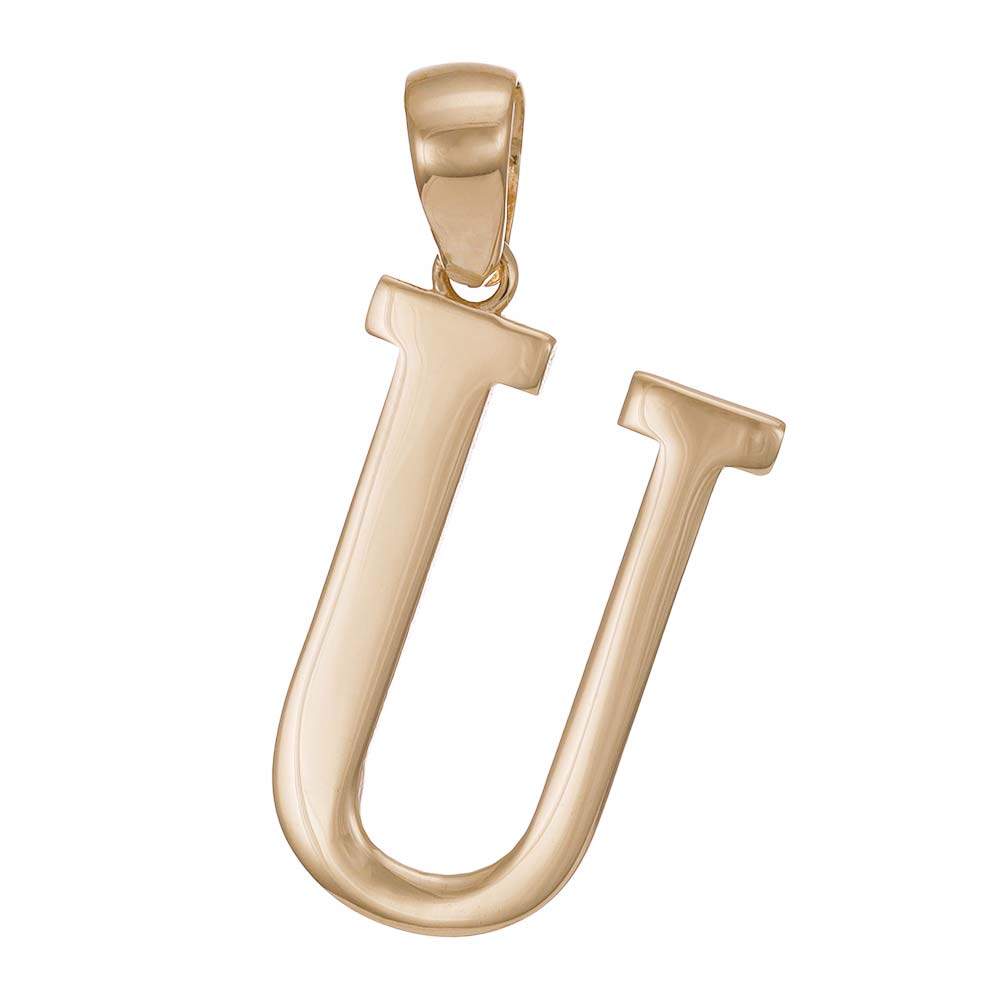 HGJ Pendant 9ct Yellow Gold Initial Pendant Letter U 9ct Gold 9ct Yellow Gold Initial Pendant Letter U