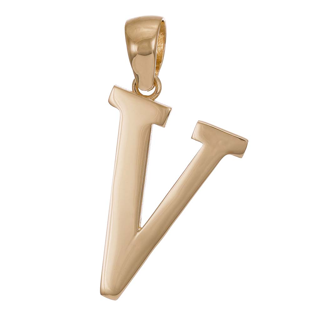 HGJ Pendant 9ct Yellow Gold Initial Pendant Letter V 9ct Gold 9ct Yellow Gold Initial Pendant Letter V