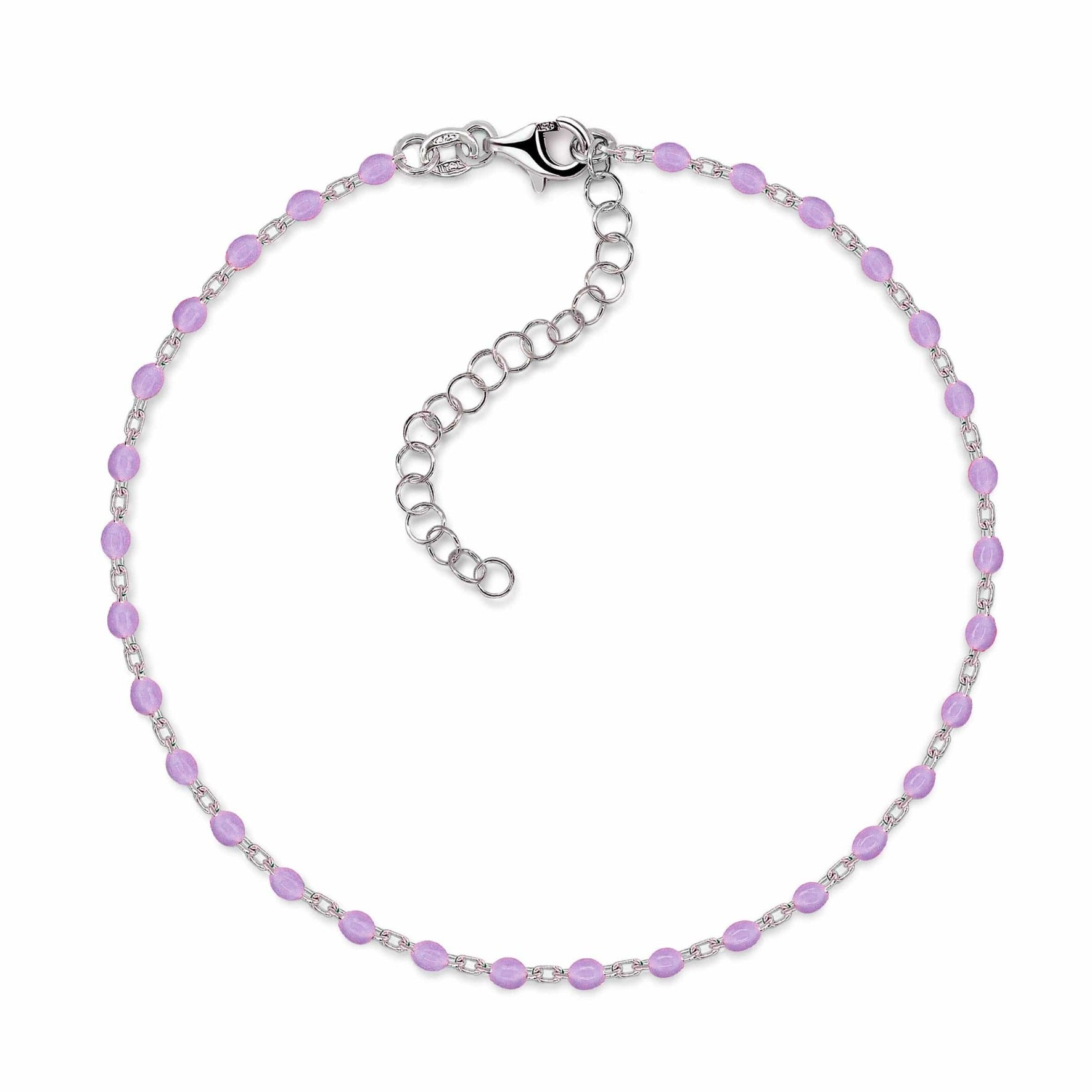 Lynora Jewellery Anklet Sterling Silver / Lilac Beaded Enamel Lilac Chain Anklet