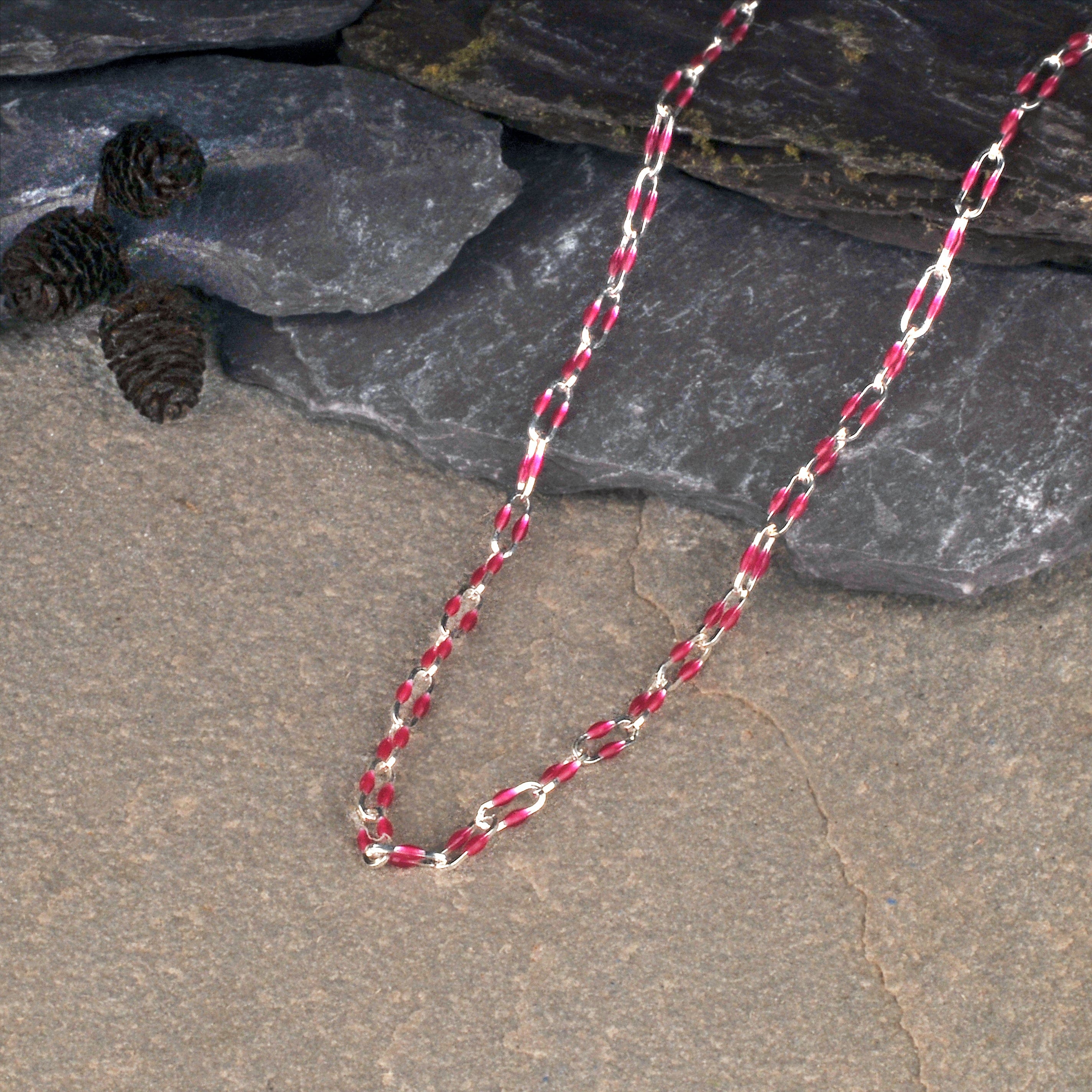 Lynora Jewellery Beaded Enamel Scarlet Link Necklace